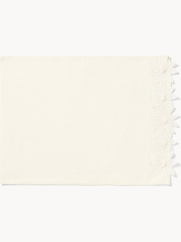 Pure cotton slub placemat with a snowflake applique