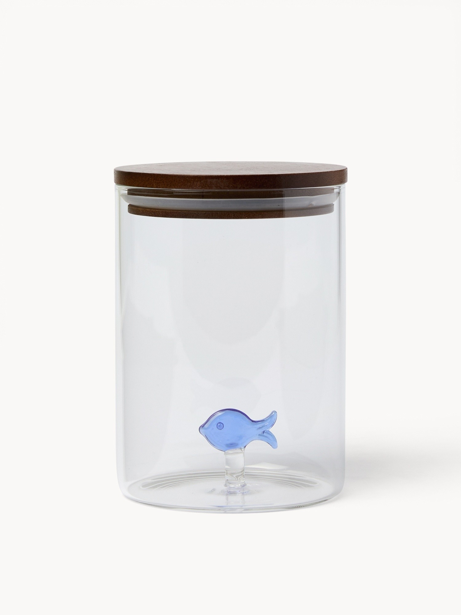 Borosilicate glass jar with fish detail, Transparent, large image number 0