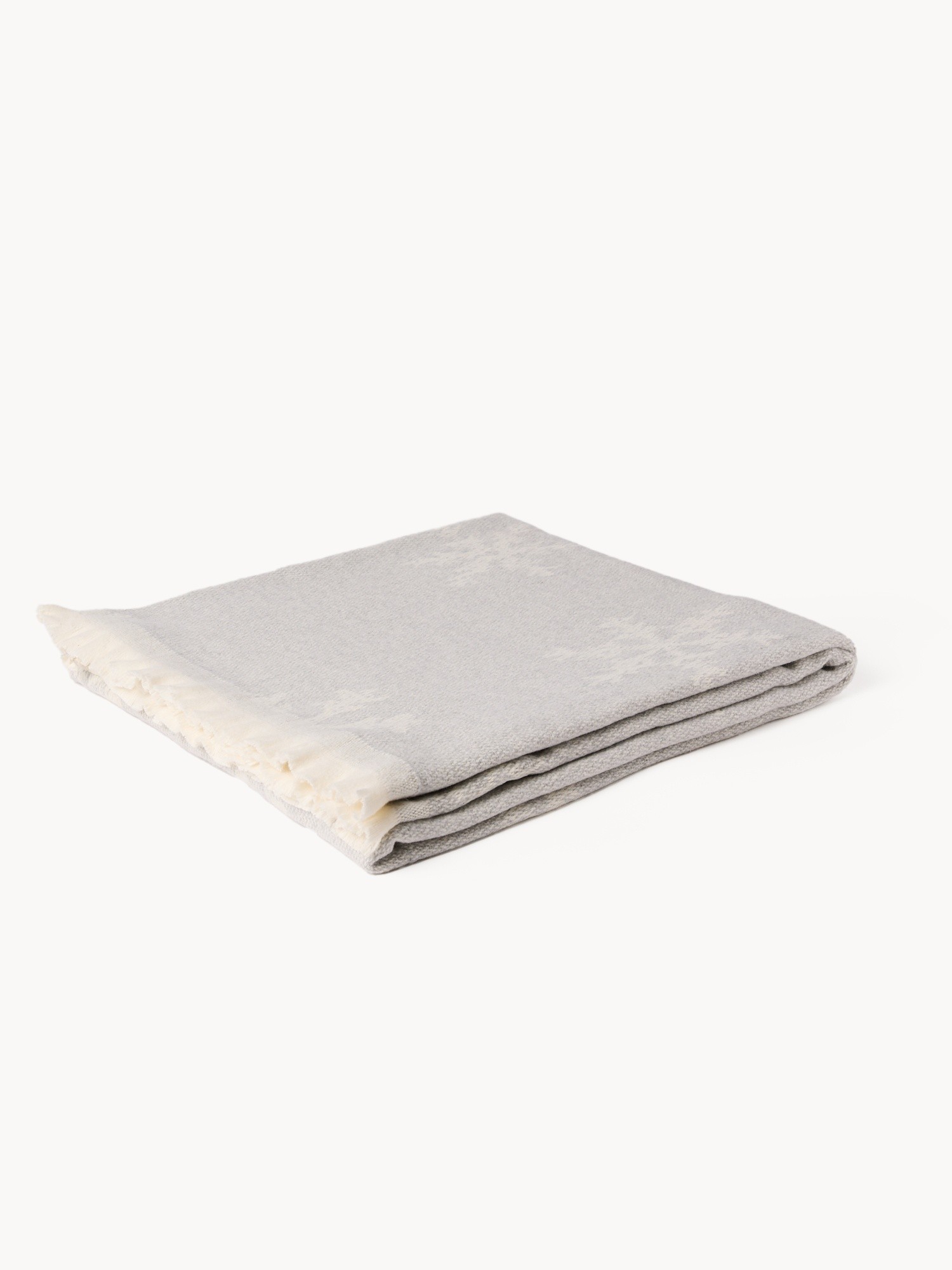 Brushed cotton throw with fringe, Light Grey, large image number 0
