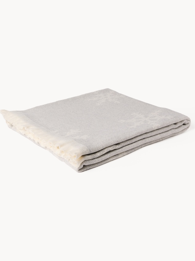 Brushed cotton throw with fringe