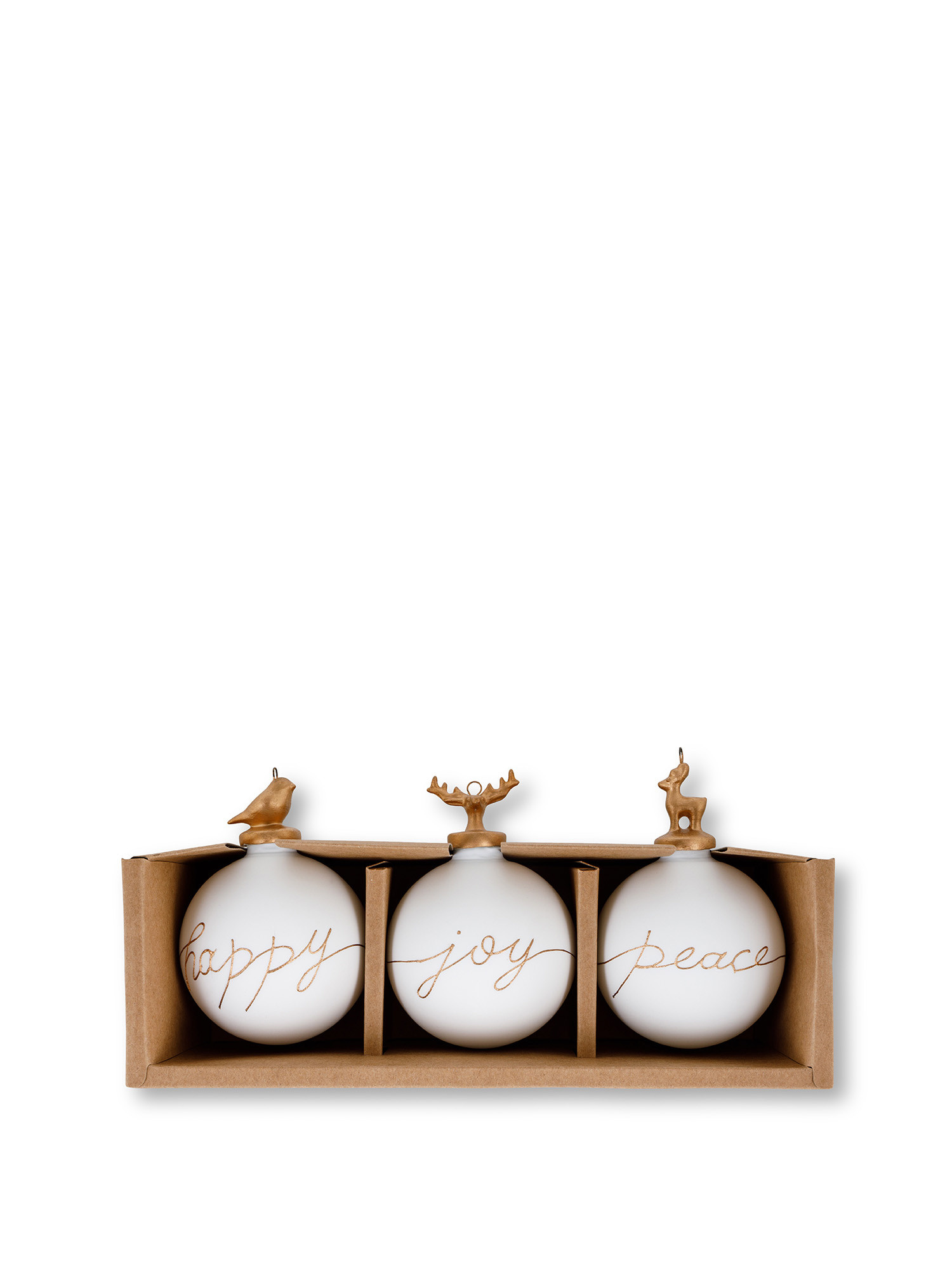 Box of 3 balls with glass lettering, White, large image number 0