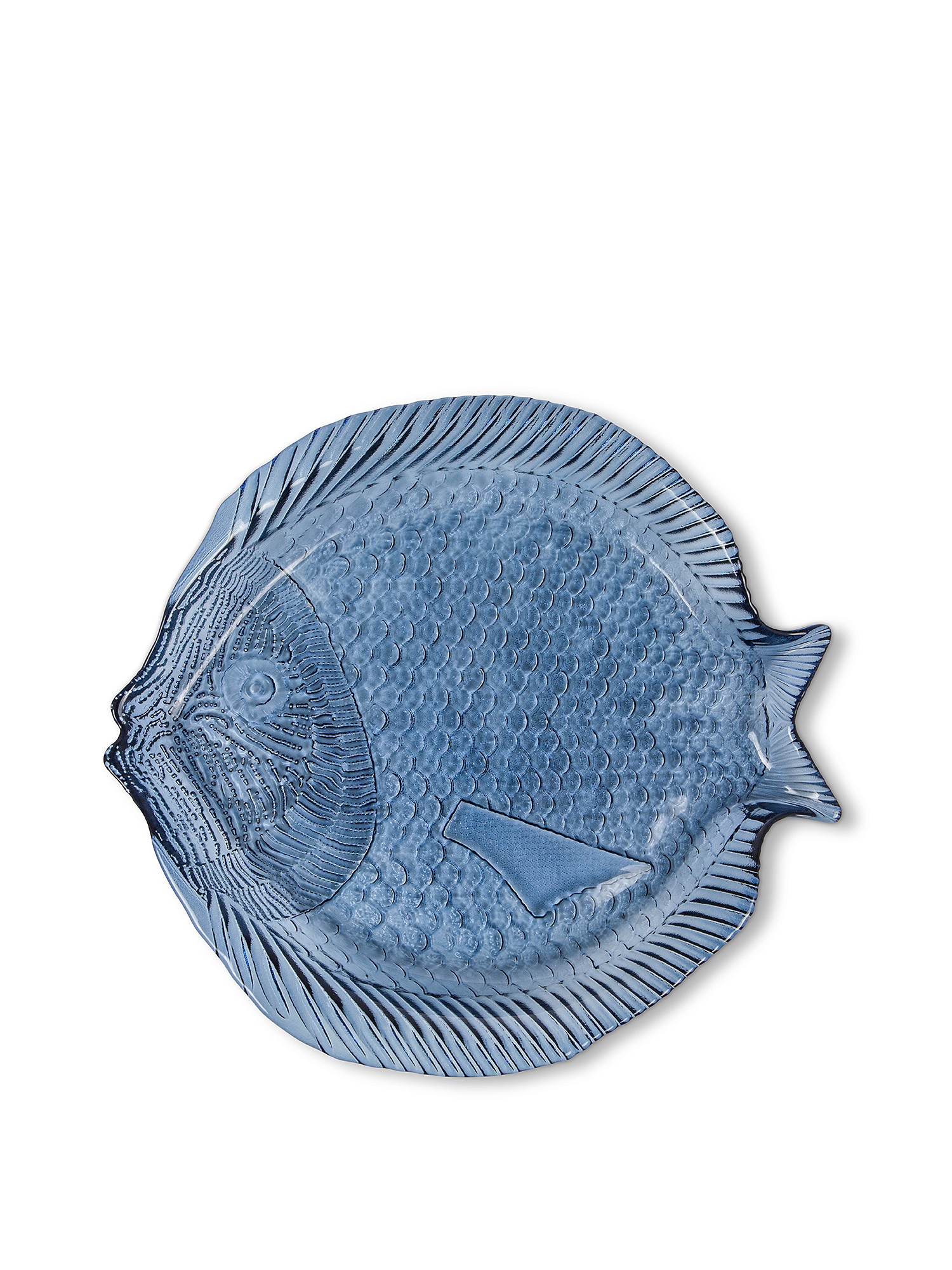 Piatto pesce in vetro, Blu, large image number 0