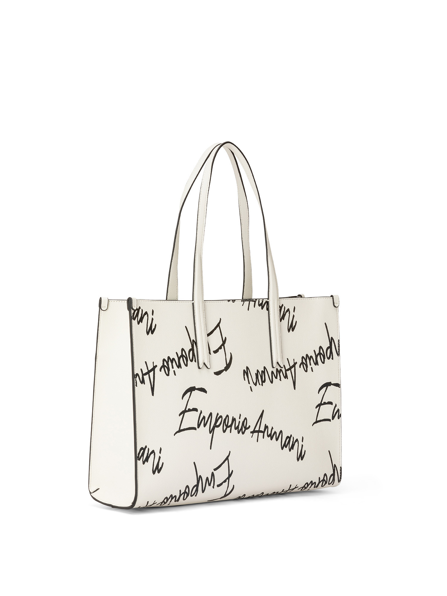 Emporio Armani - Bag with all-over lettering logo, White, large image number 1