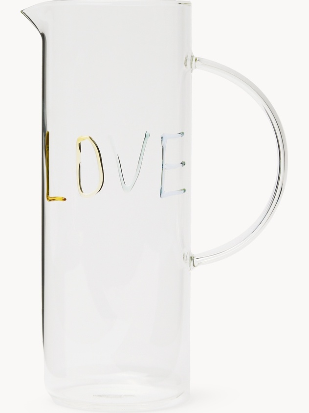 Borosilicate glass carafe with Love detail