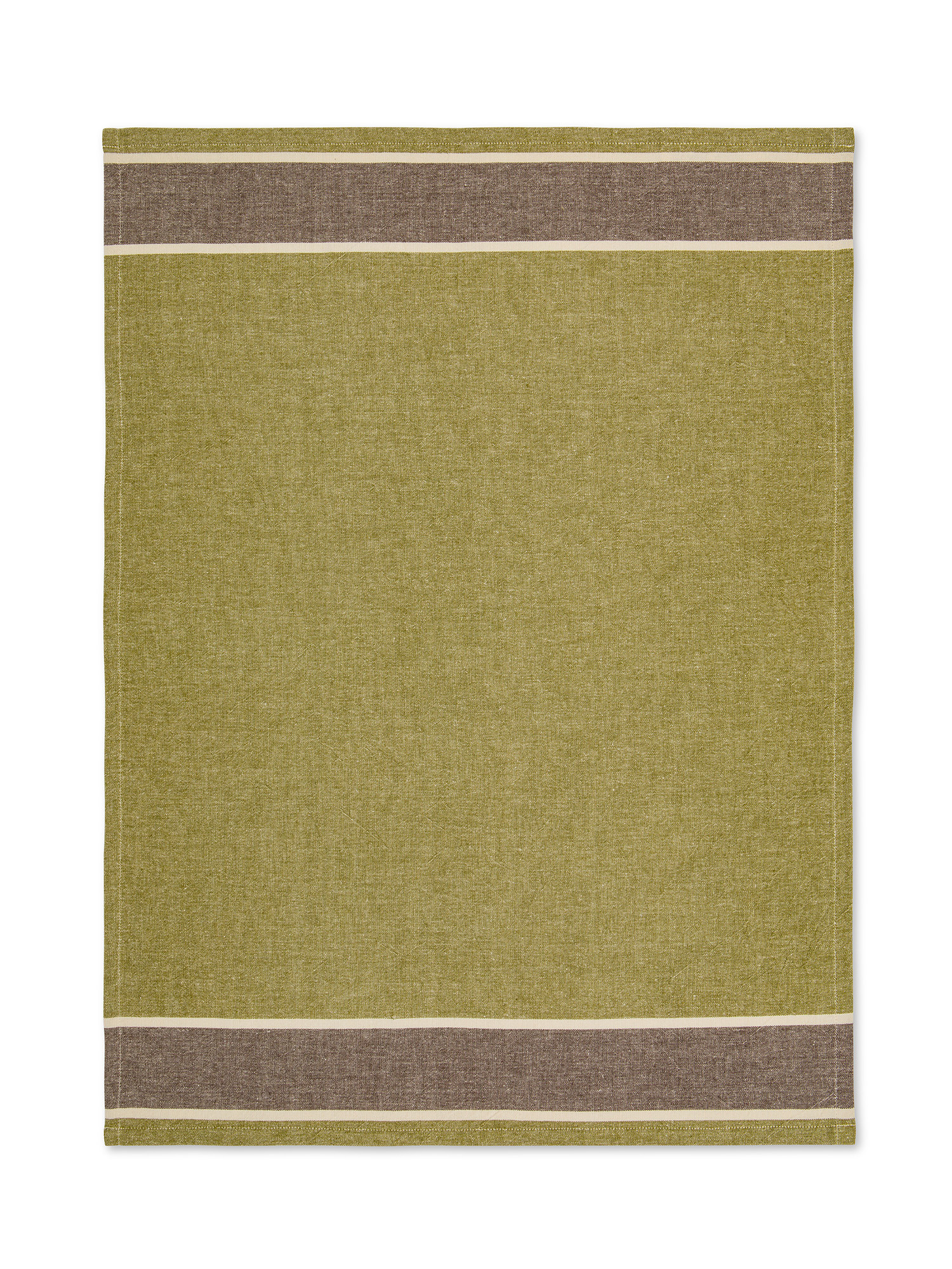 Set 2 strofinacci cotone tinto filo a righe, Verde, large image number 1