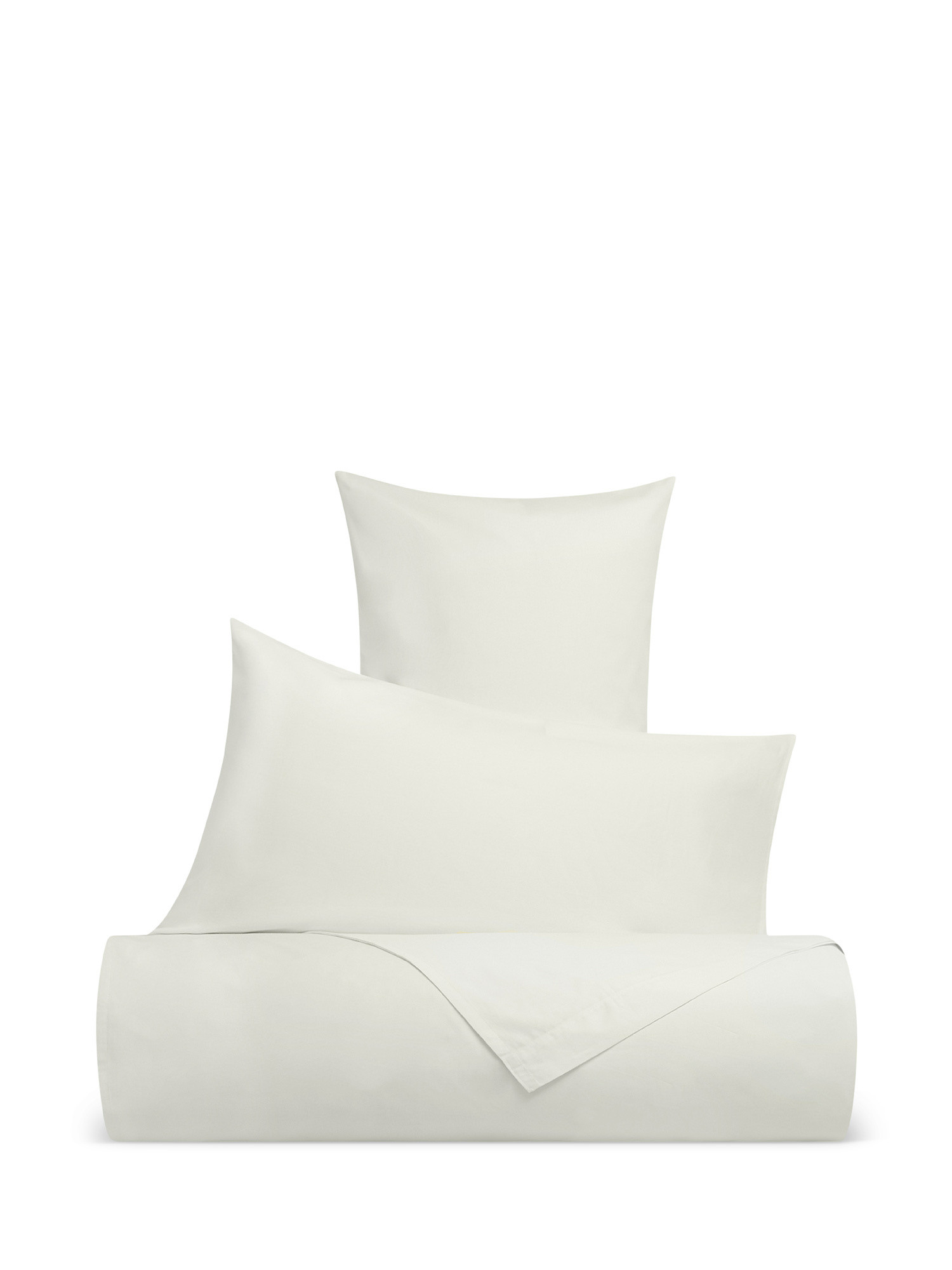 Solid color cotton percale sheet set, White, large image number 0