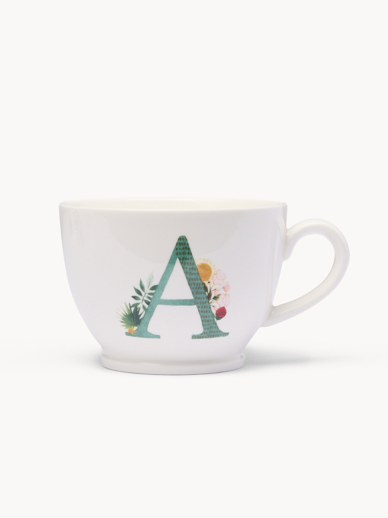 Tazza da colazione in new bone china lettera A, Bianco 1, large image number 0