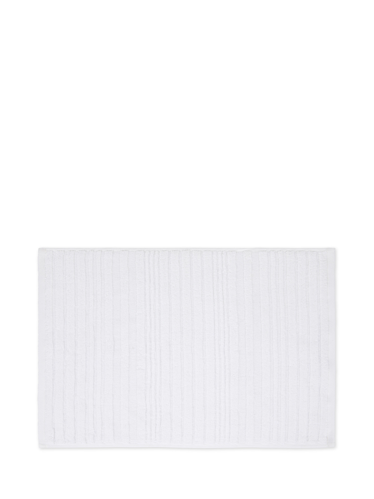 Asciugamano in spugna di cotone con righe a rilievo, Bianco, large image number 1
