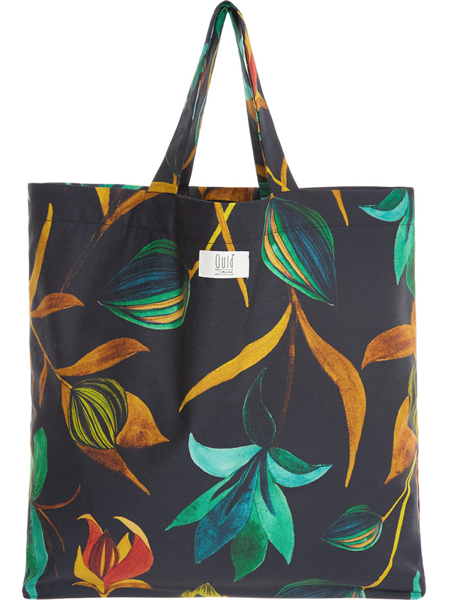 Cotton shopping bag with floral pattern