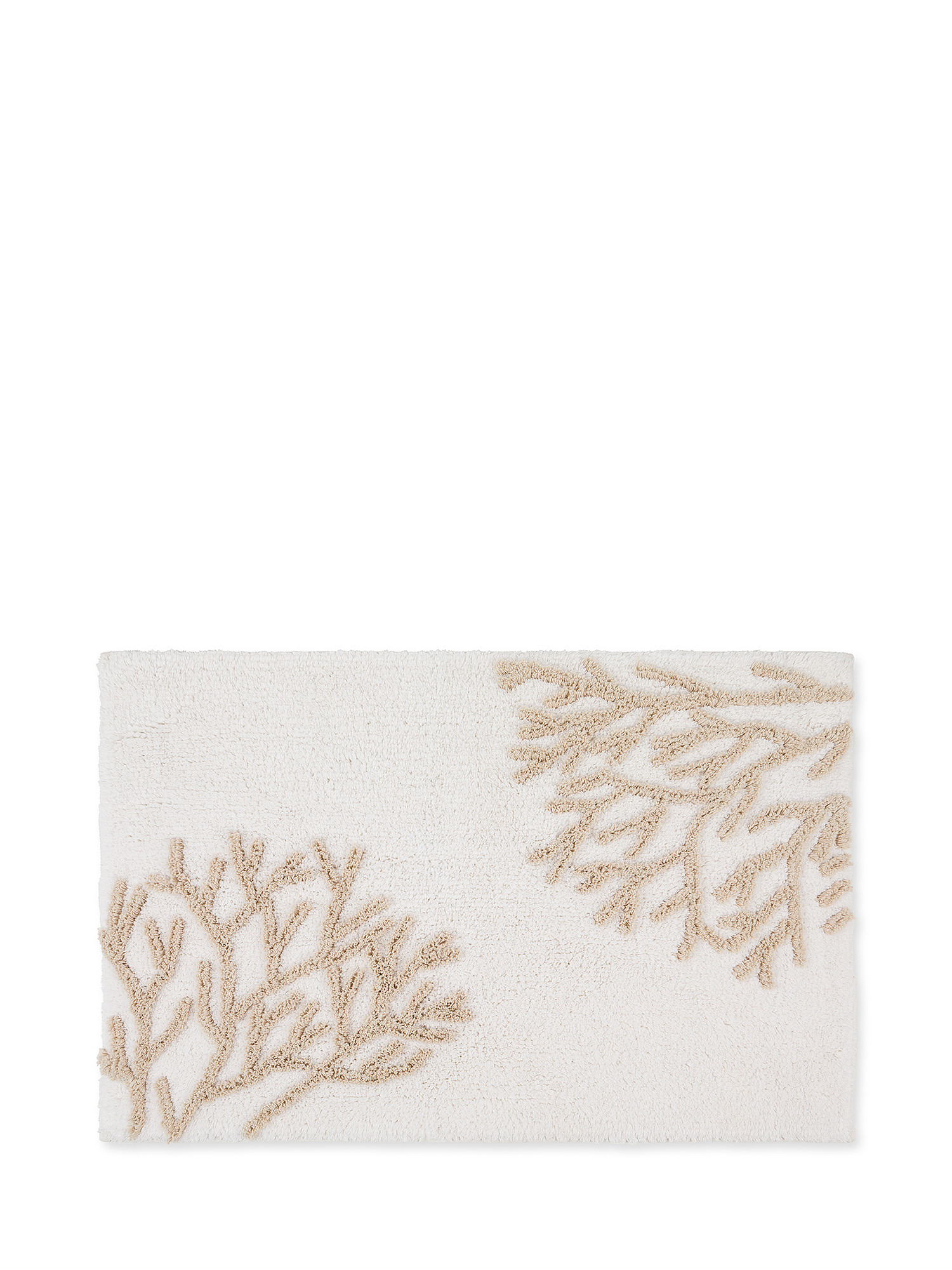 Cotton bathroom rug with coral motif, White, large image number 0