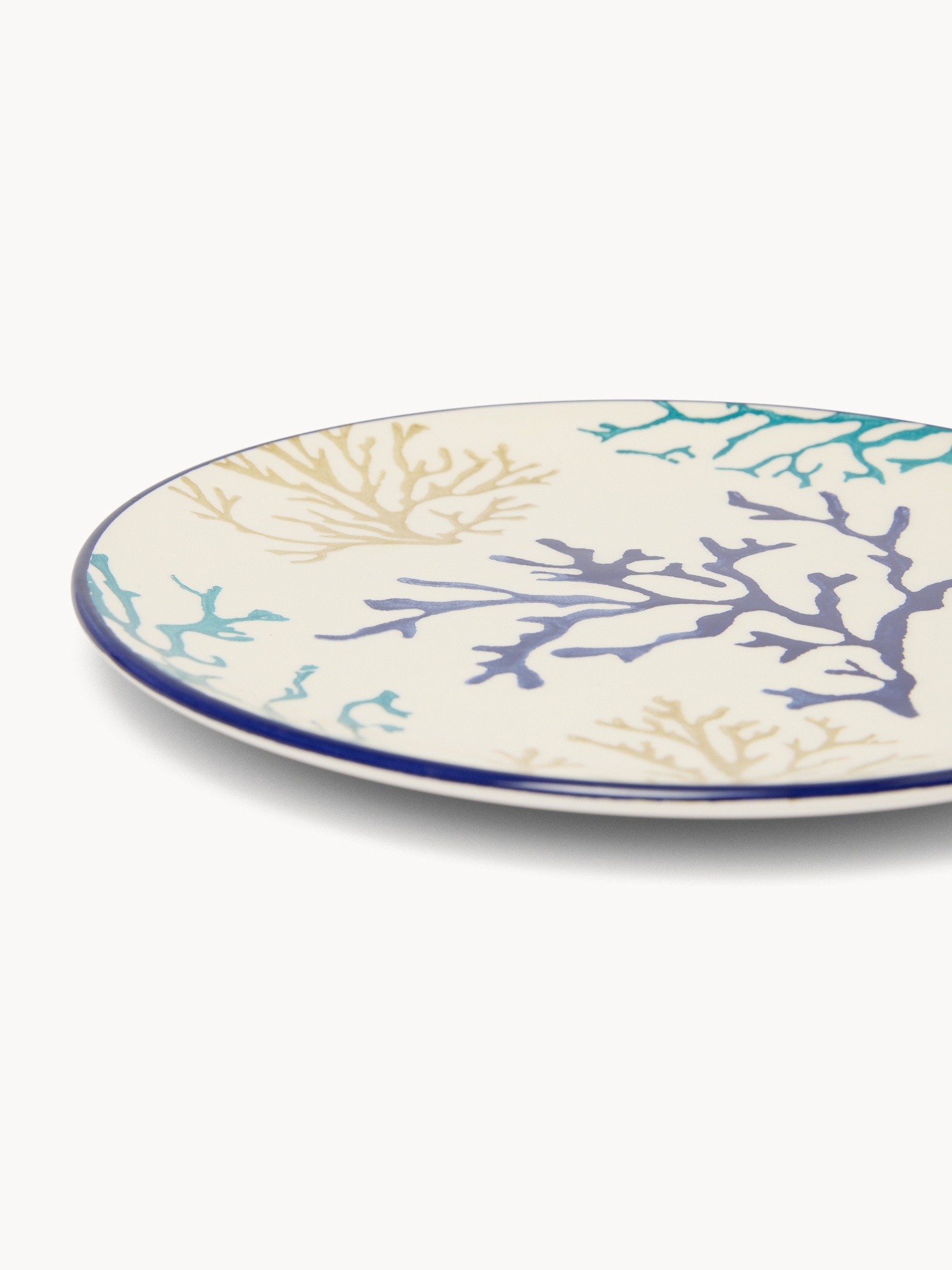 Ceramic fruit plate with coral pattern, Bianco/Azzurro, large image number 1