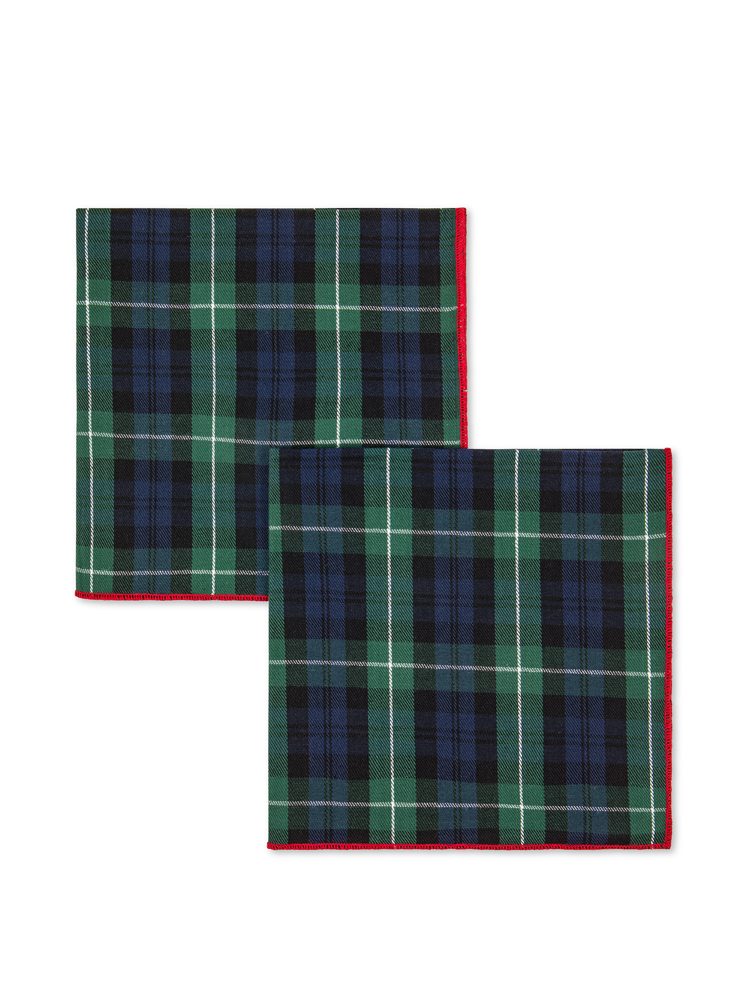 Set 2 tovaglioli twill di cotone tartan, Blu, large image number 0
