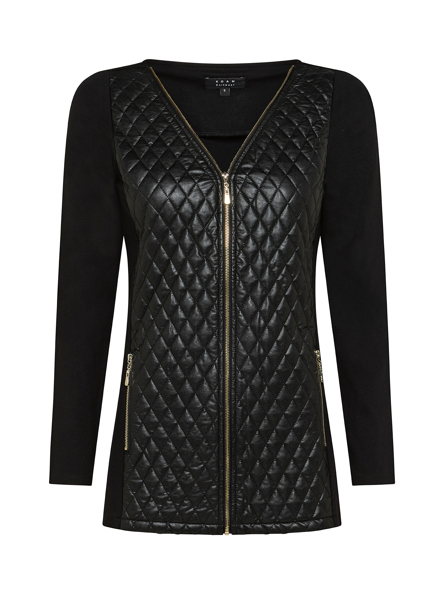 Koan - Long jacket with inserts, Black, large image number 0