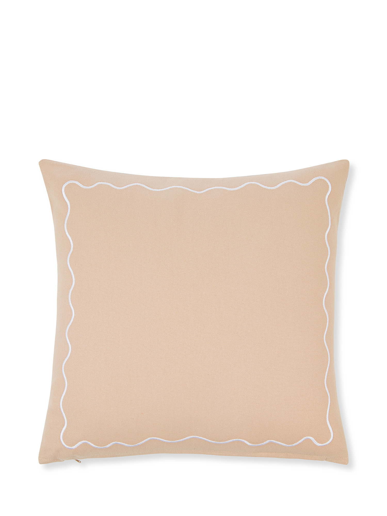 Cotton cushion with embroidered frame 45x45cm, Light Beige, large image number 0