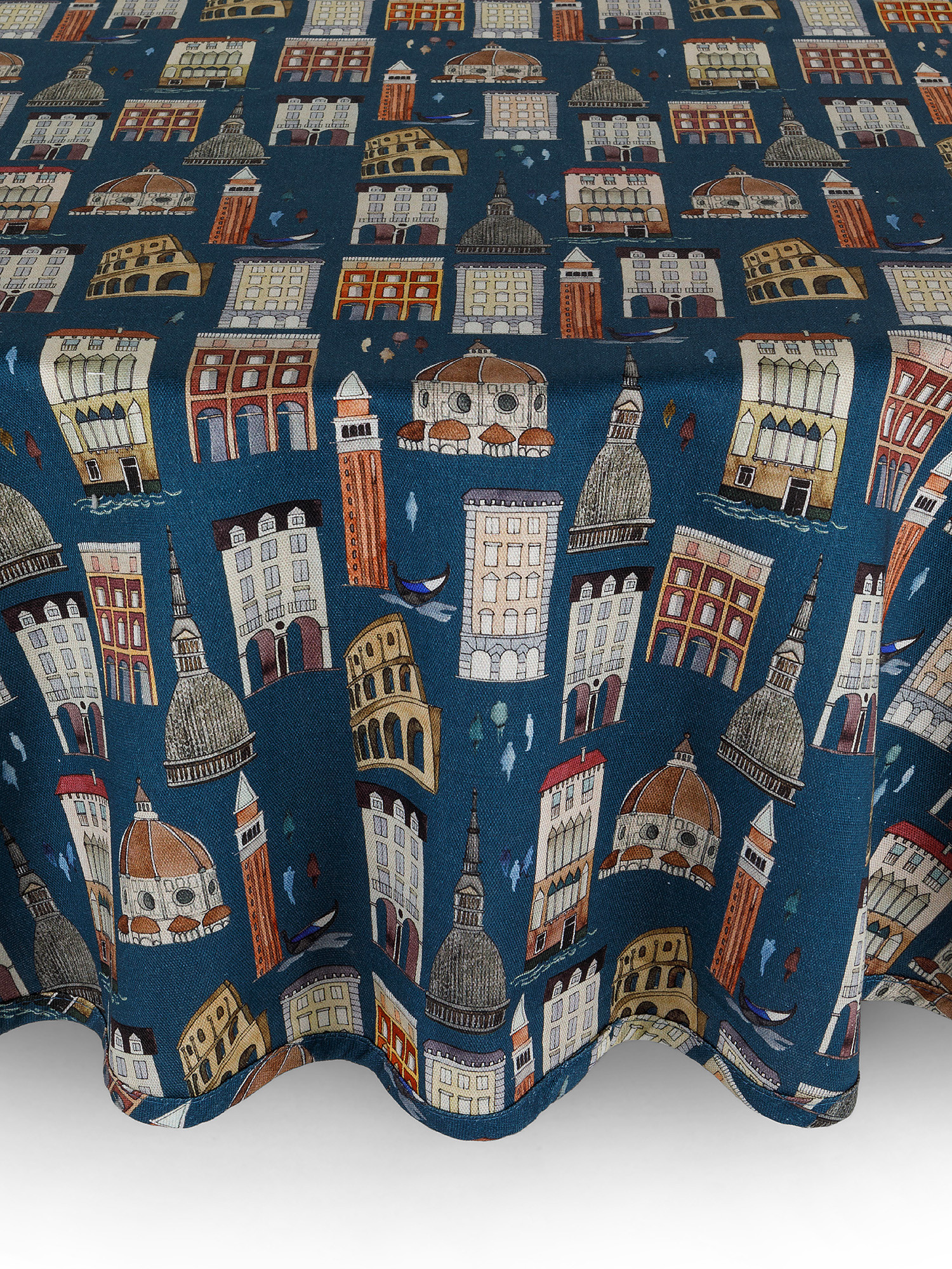 Round 100% cotton tablecloth with monuments print, Multicolor, large image number 0
