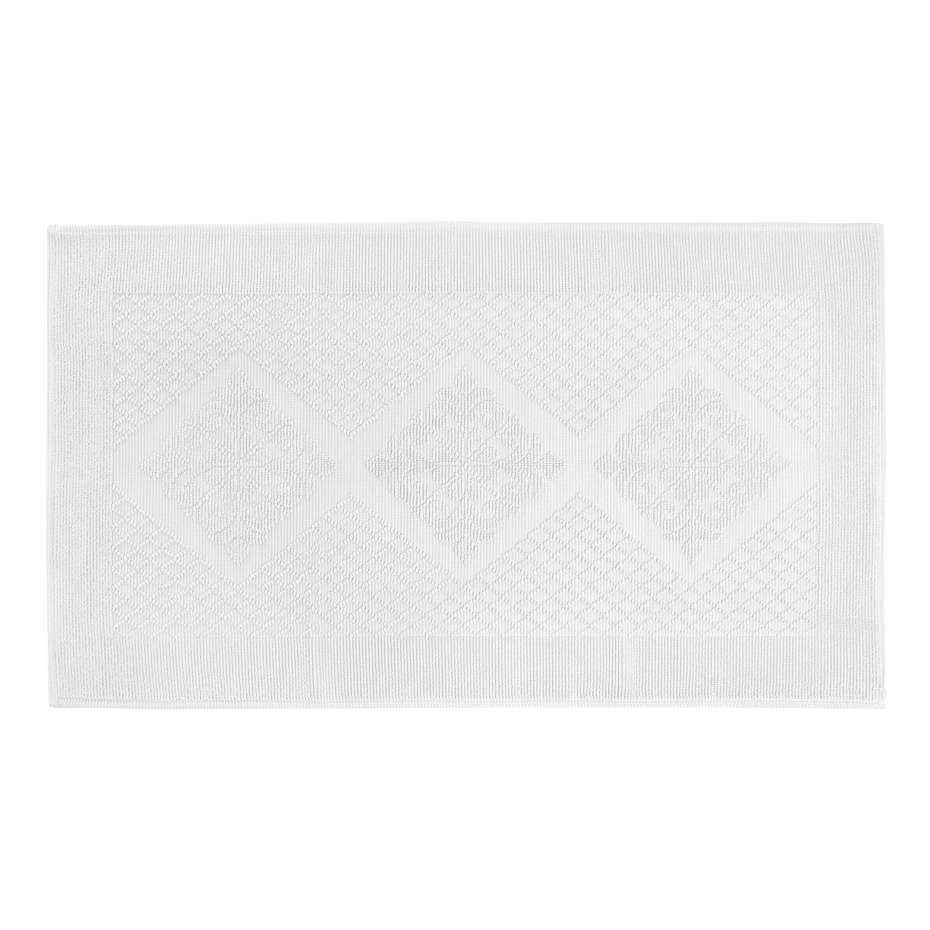 Short pile jacquard bath mat, White, large image number 0