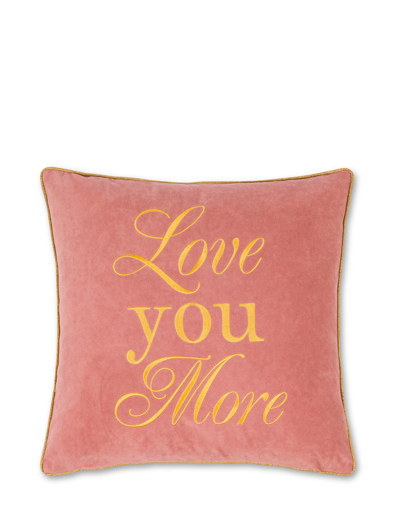 Velvet cushion embroidered with piping 45X45cm, Pink, large image number 0