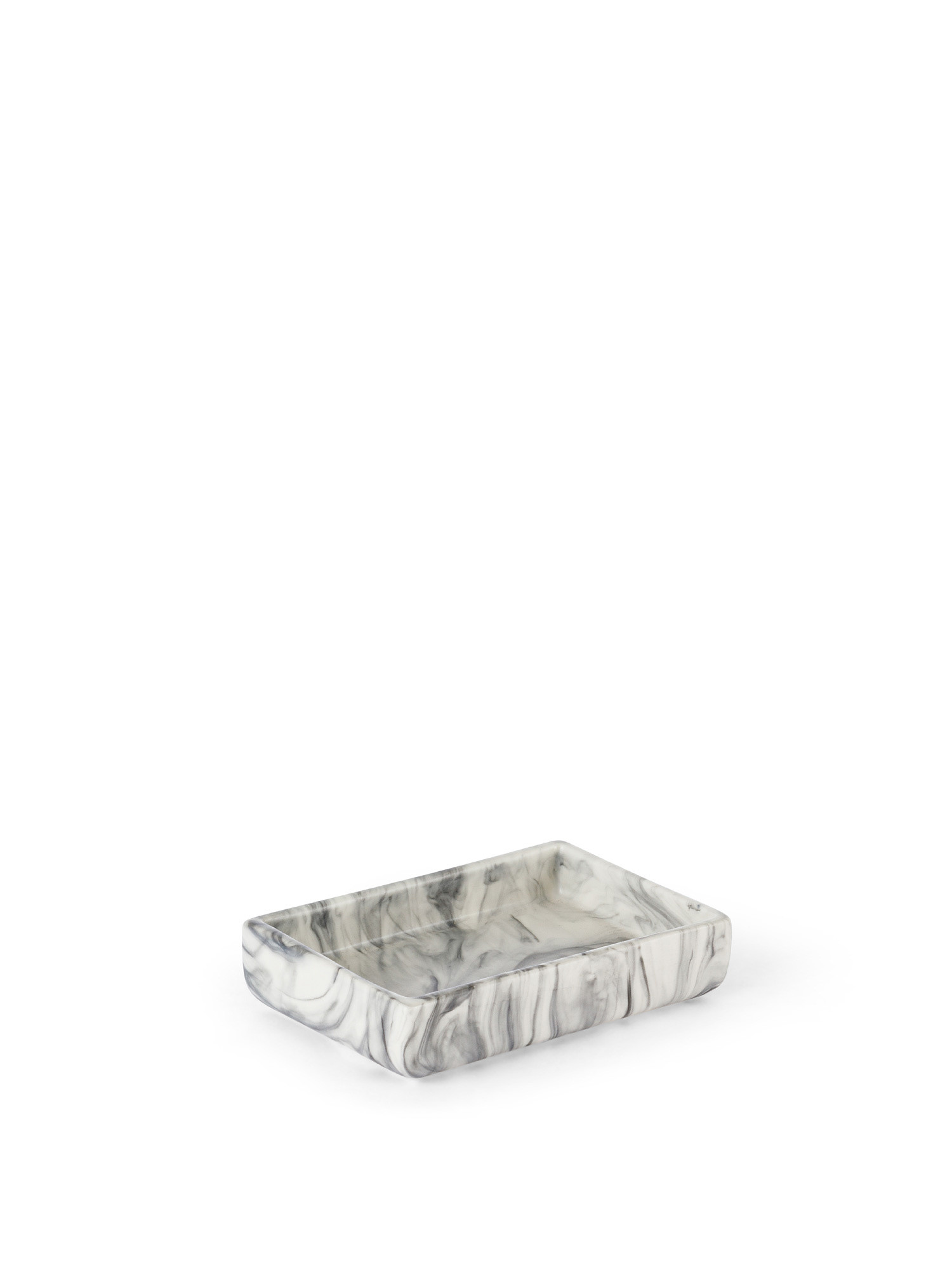 Porta sapone ceramica portoghese effetto marmo, Bianco/Nero, large image number 0