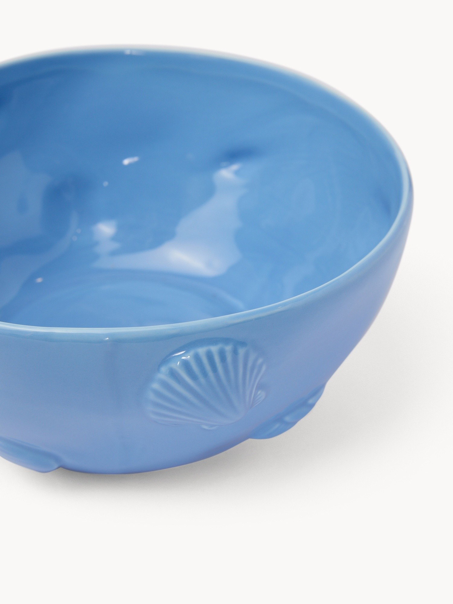 Coppa in ceramica dettaglio conchiglie, Azzurro Chiaro, large image number 1