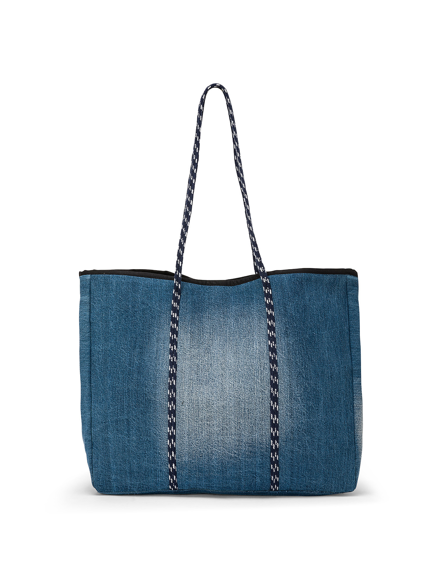 Shopping bag denim di cotone, Azzurro, large image number 0