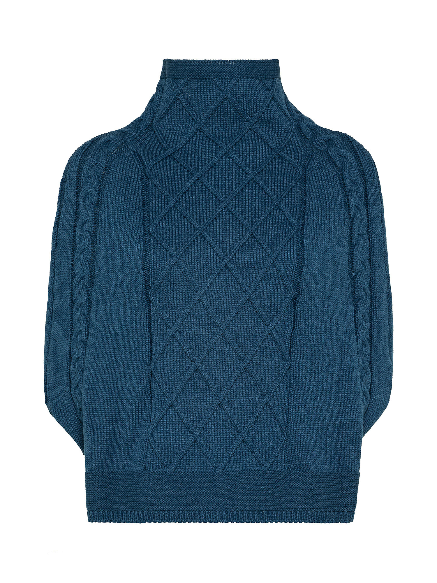 Poncho with diamond stitch, Green teal, large image number 0