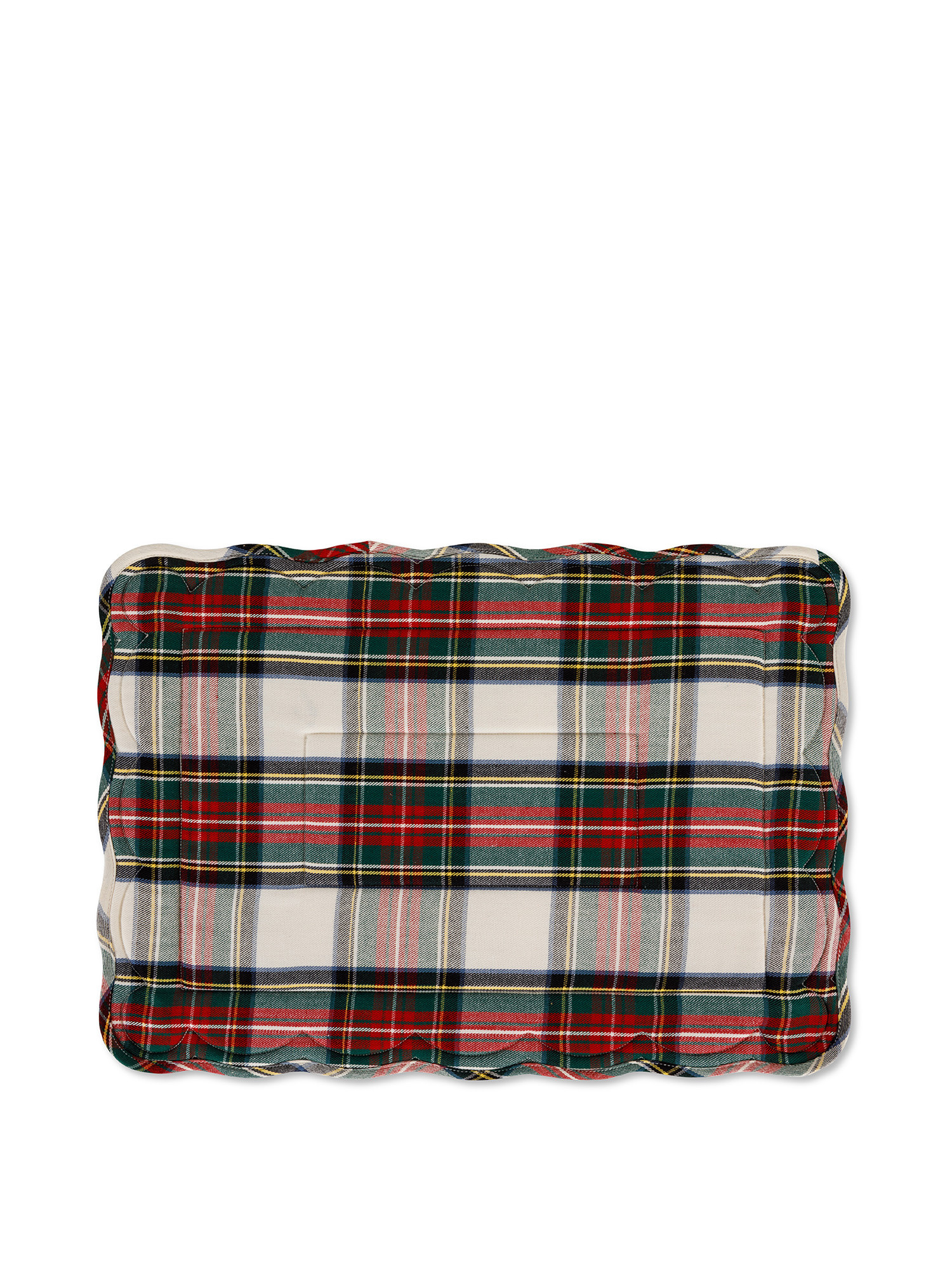 Tartan cotton twill quilted placemat, White, large image number 0