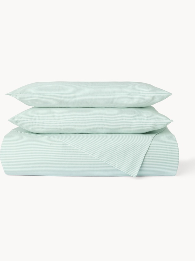 Parure copripiumino in raso di cotone fantasia a righe - Prezzo di lancio