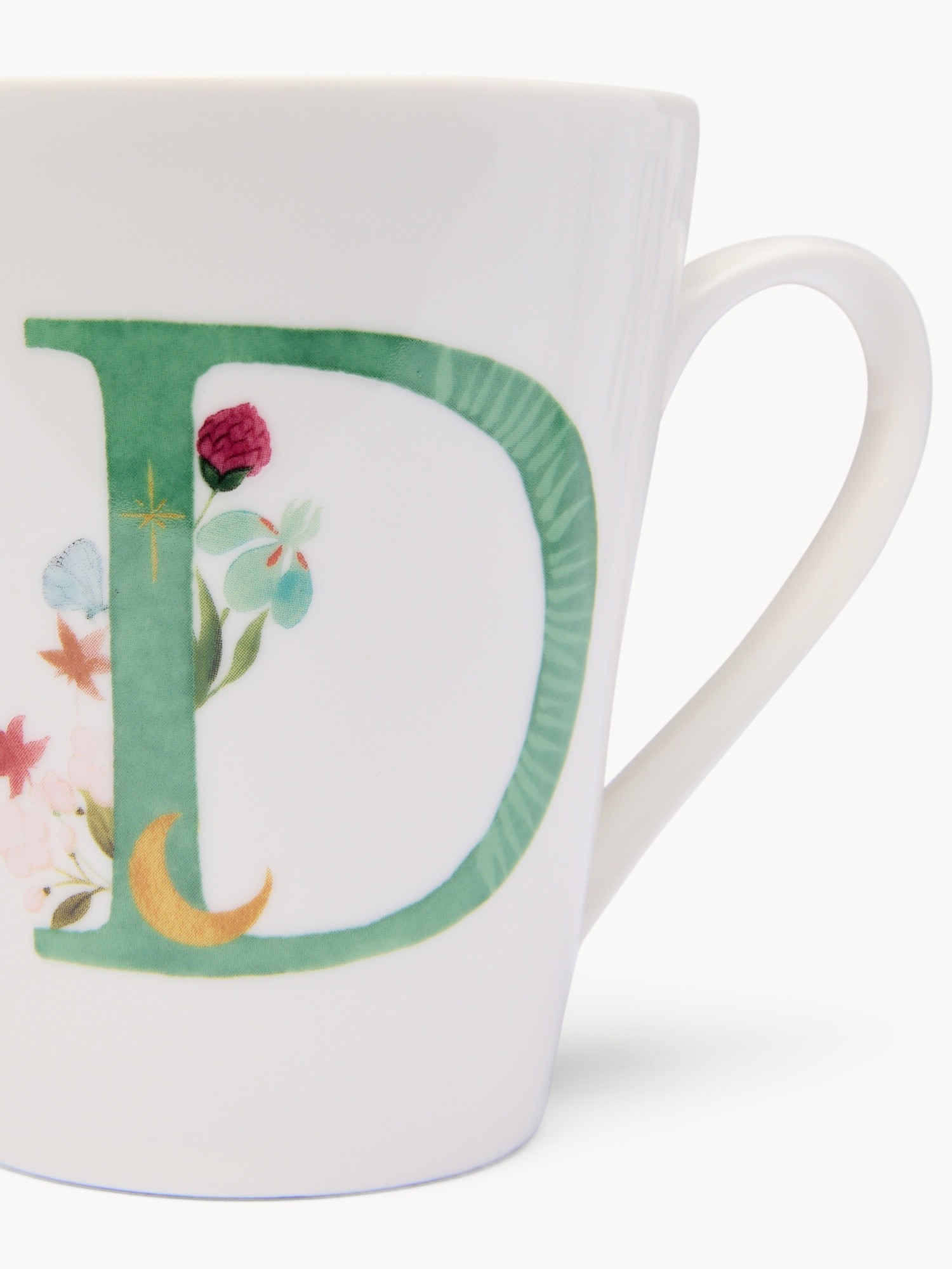 New bone china mug,letter D, White 1, large image number 1