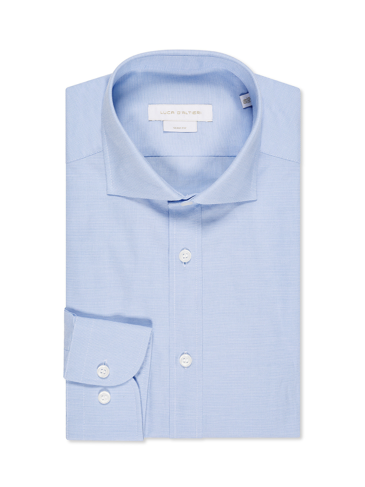 Slim fit shirt in pure cotton, Blue Celeste, large image number 0
