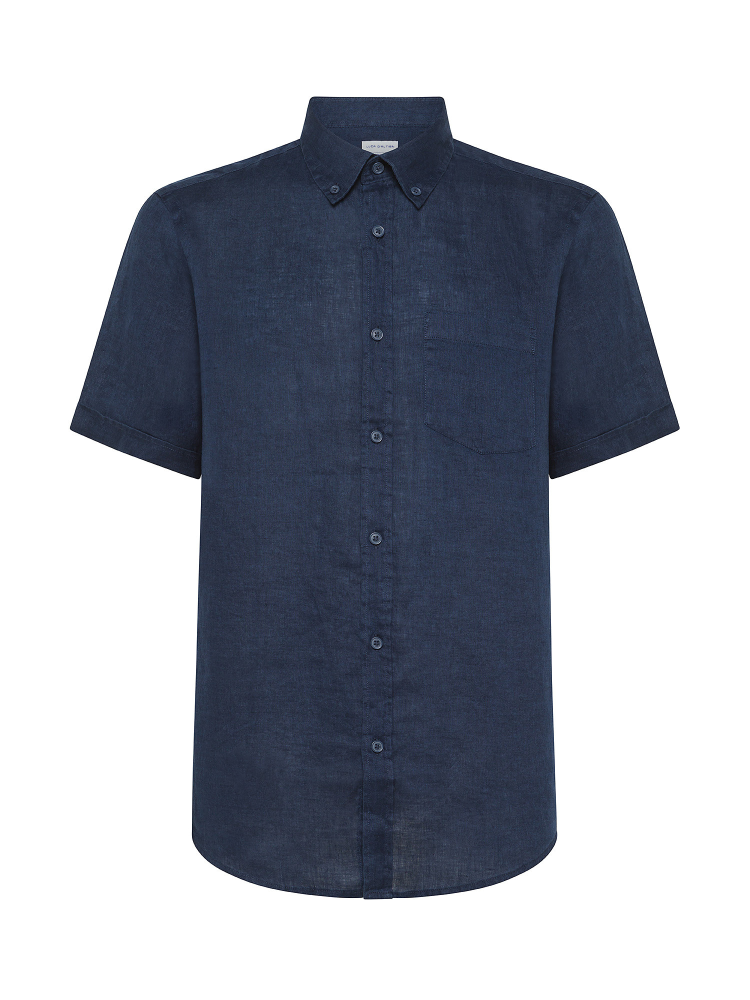 Luca D'Altieri - Regular fit shirt in pure linen, Blue, large image number 0