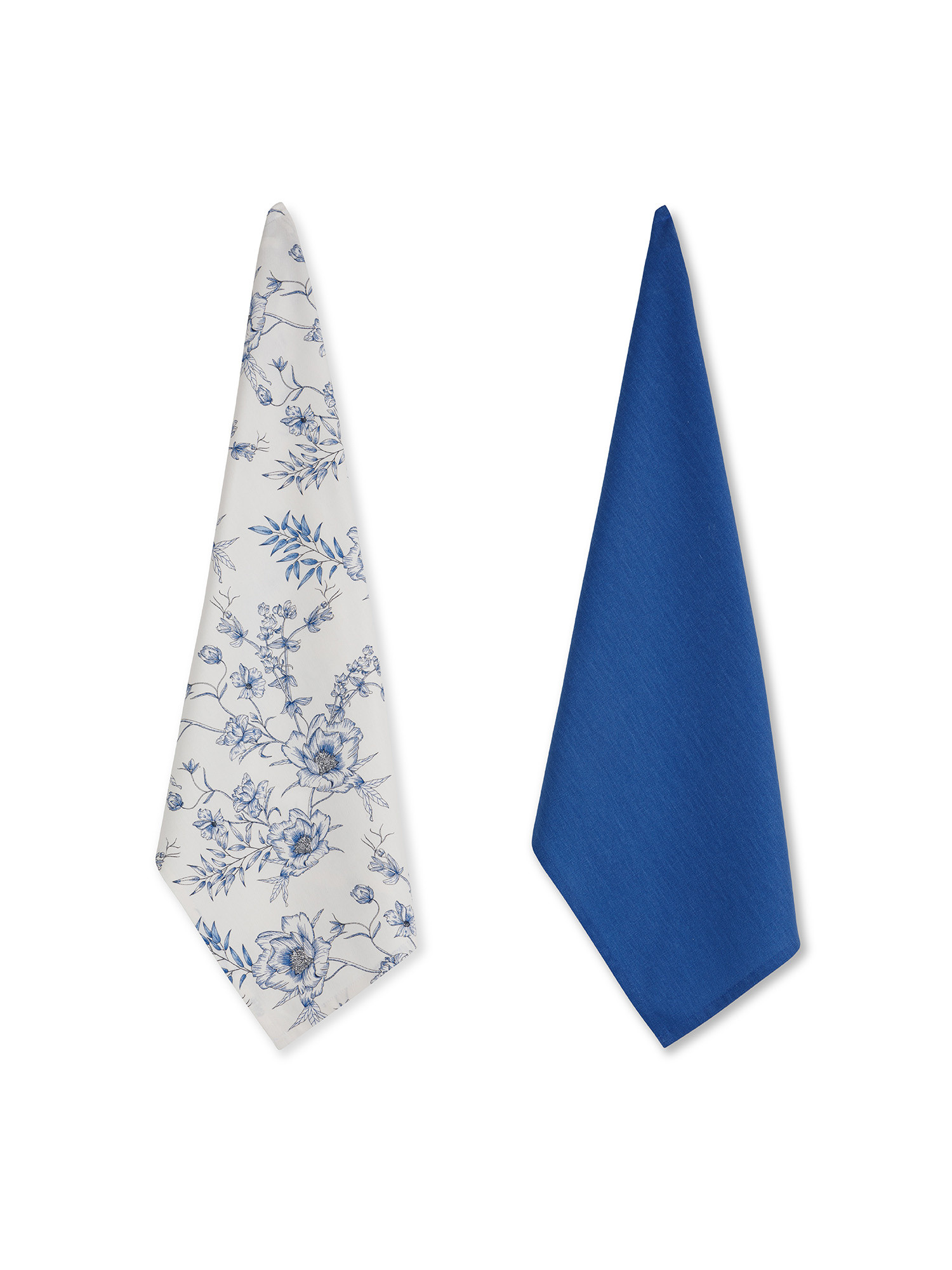 Set of 2 floral print cotton tea towels, Light Blue, large image number 0