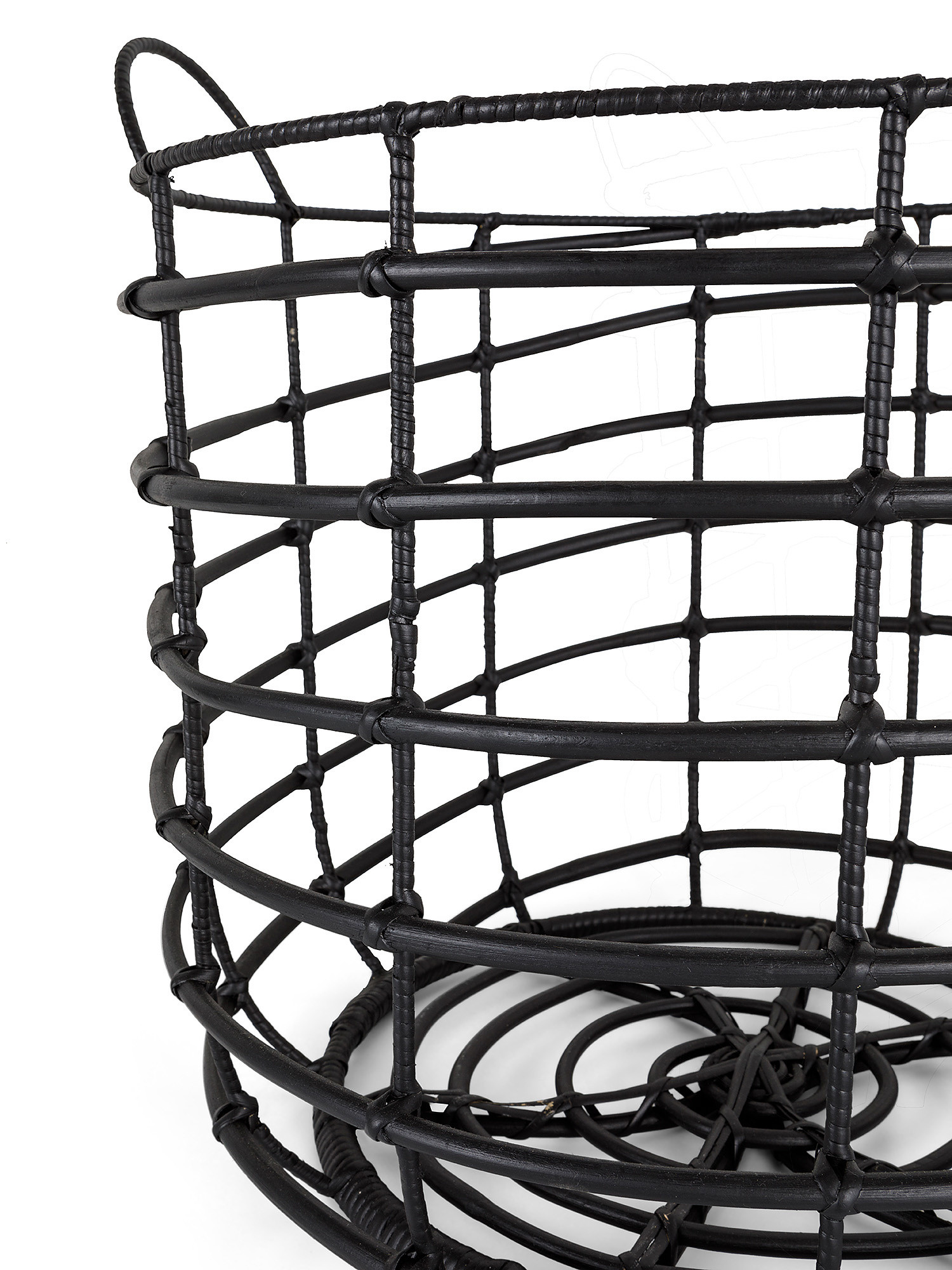 Hand woven rattan basket, Black, large image number 1