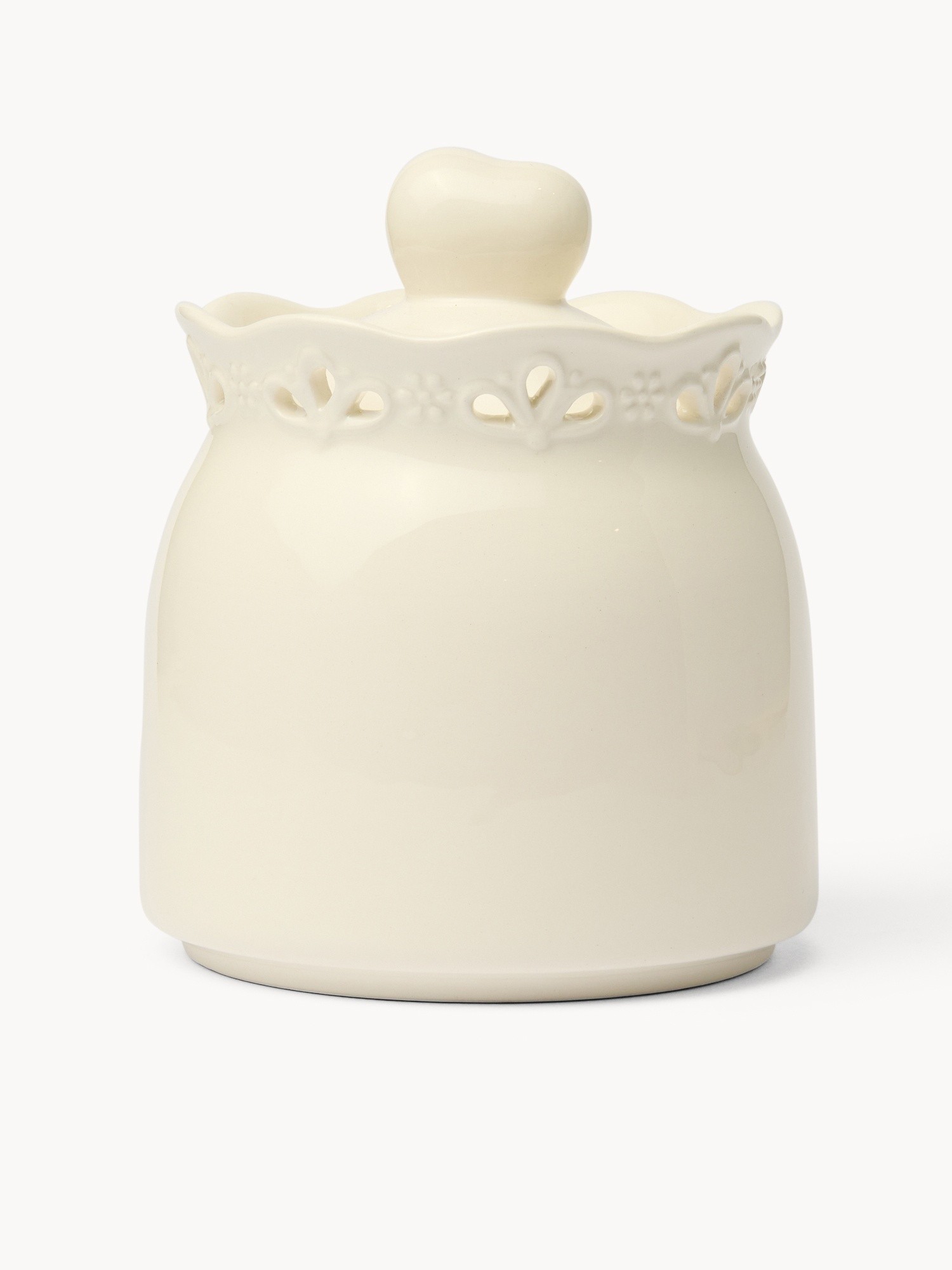 Barattolo in ceramica traforata - Prezzo di lancio, Bianco, large image number 0