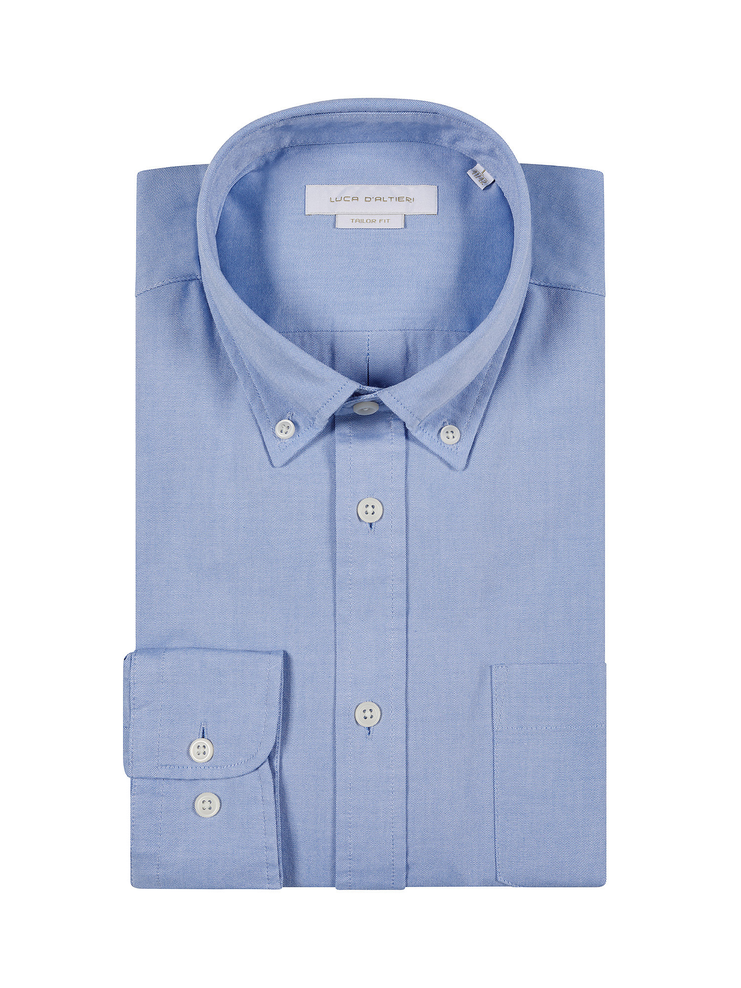 Camicia tailor fit in tessuto Oxford, Azzurro, large