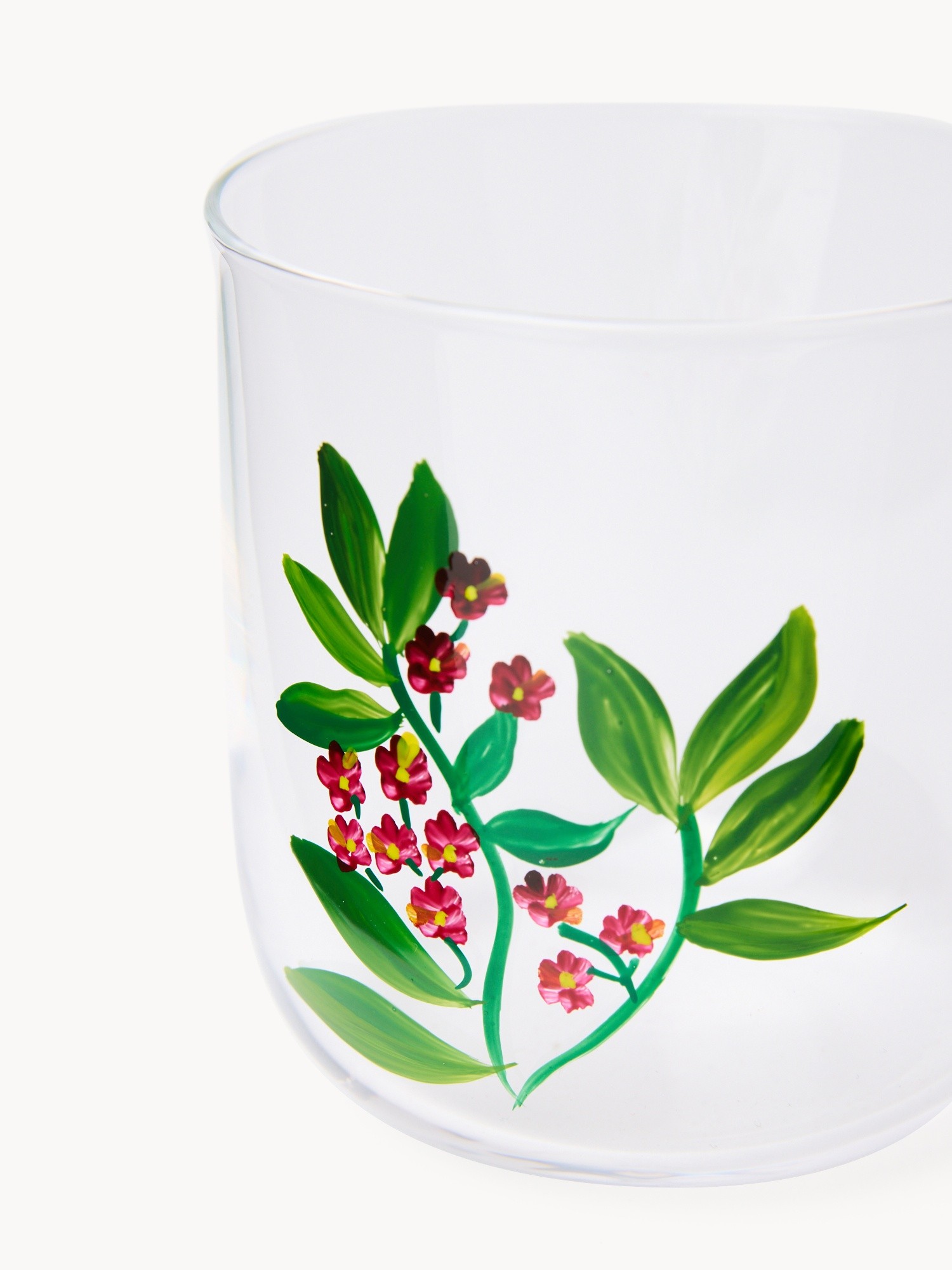 Set 6 bicchieri in vetro borosilicato con motivi botanici, Trasparente, large image number 0