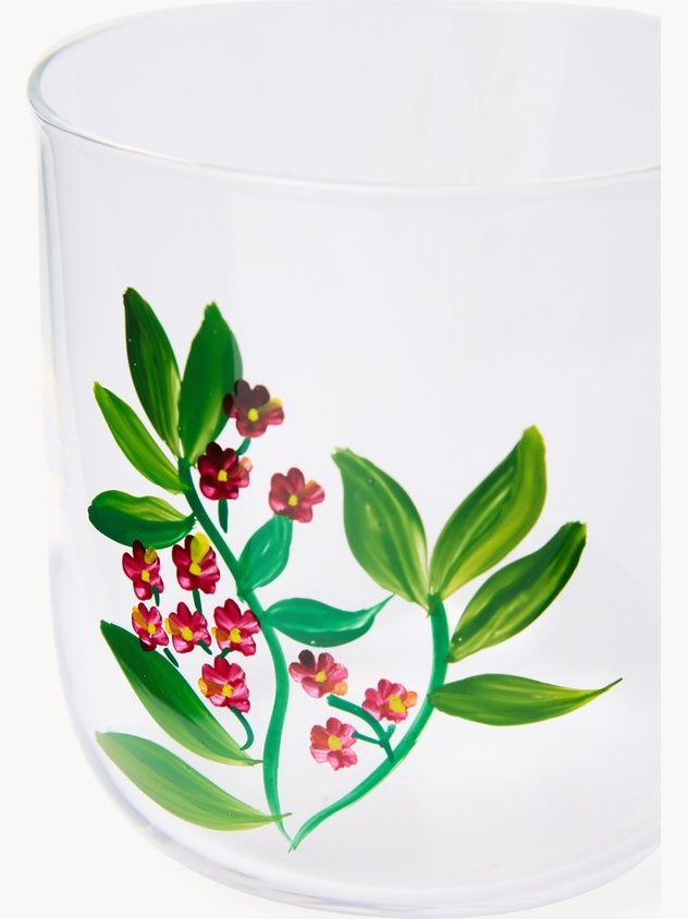 Set 6 bicchieri in vetro borosilicato con motivi botanici