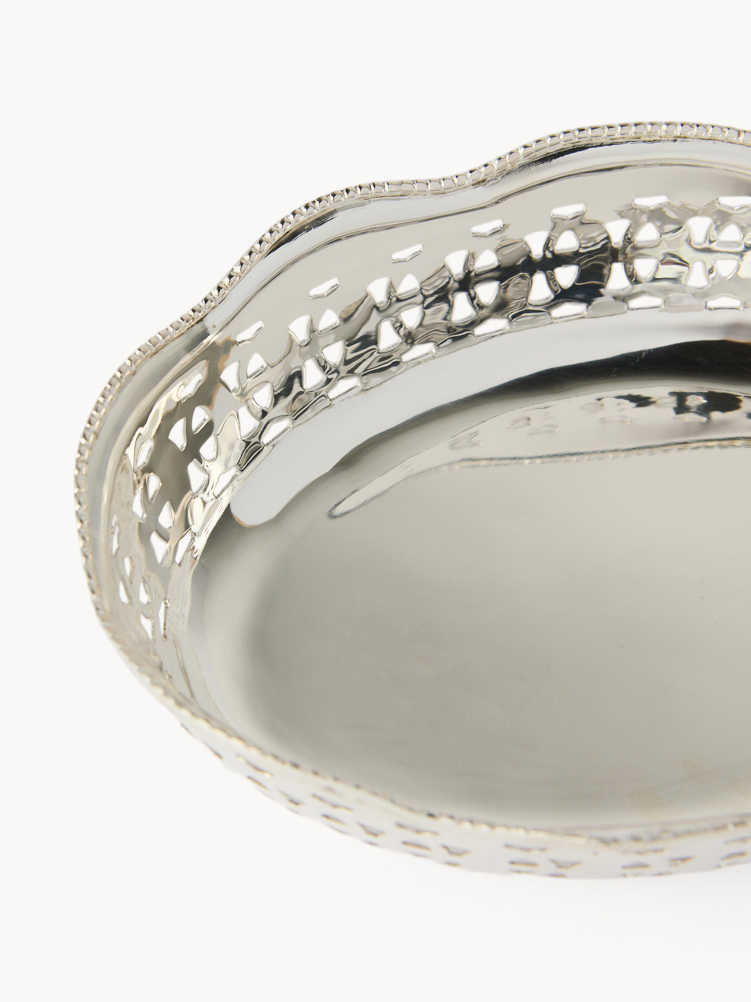 Coppa ovale in silver plated lavorato, Grigio argento, large image number 1