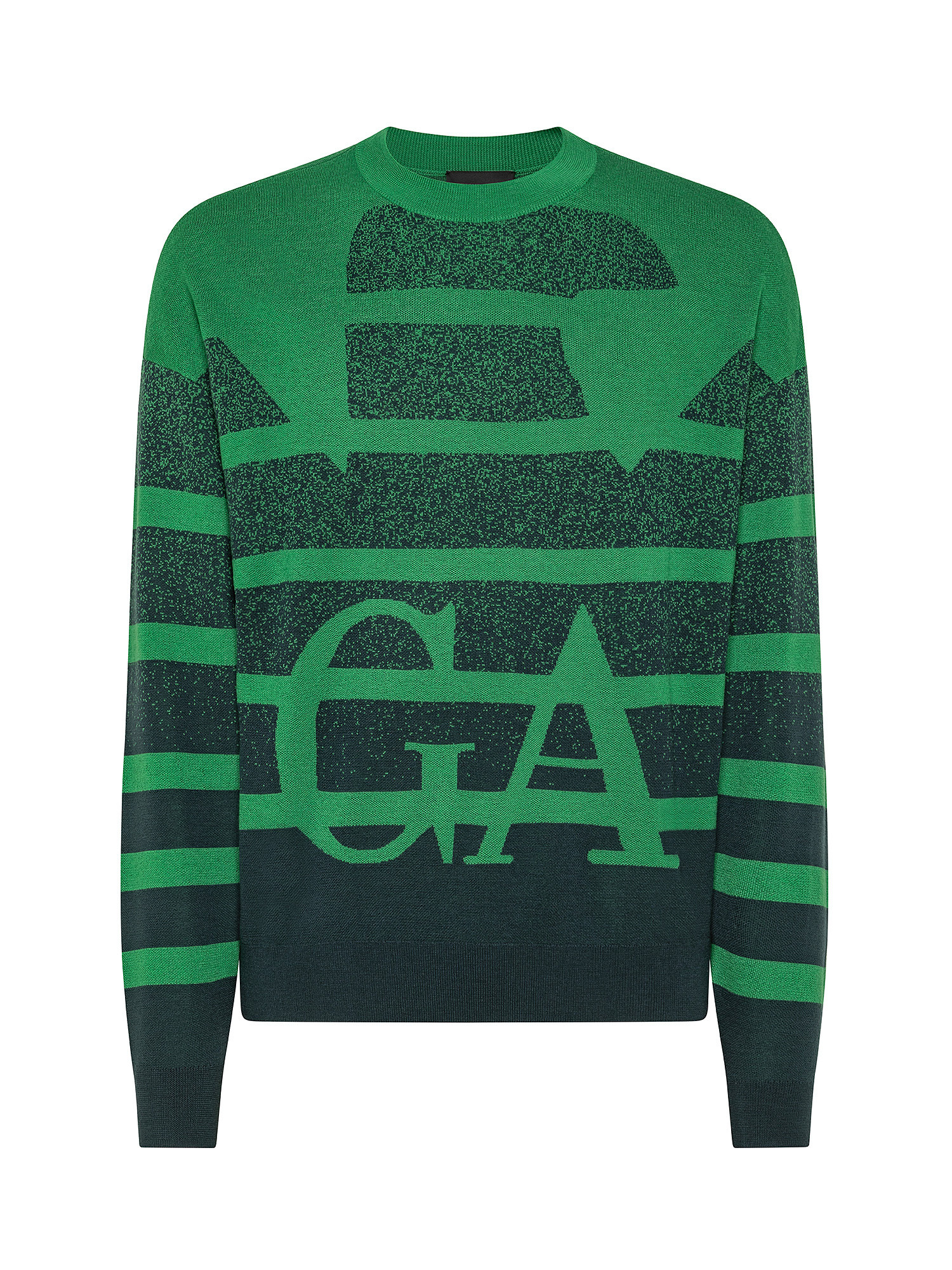 Maglione a righe con logo, Verde, large image number 0