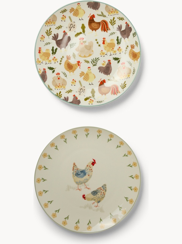 New bone china serving plate with chicken motif