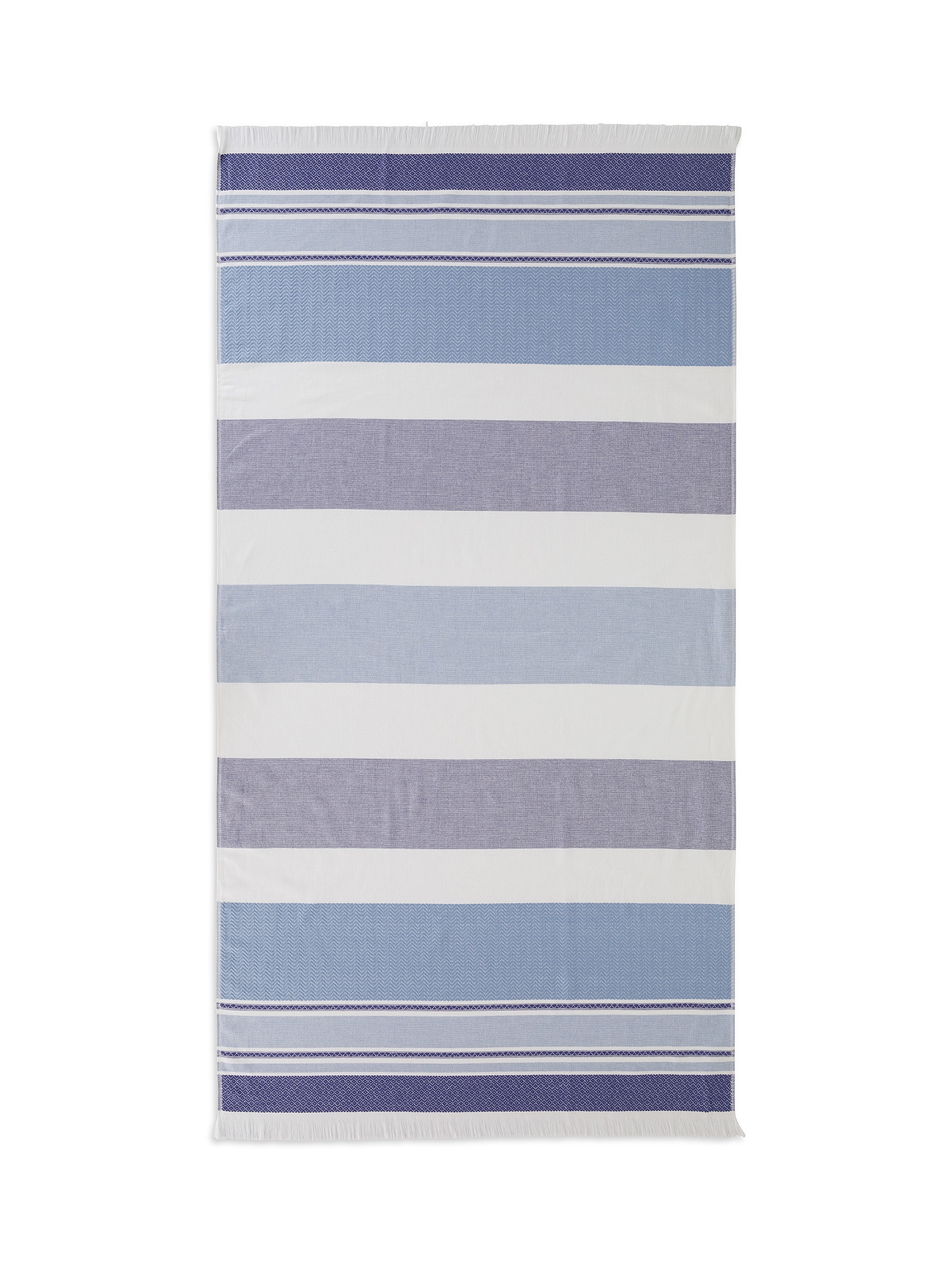 Telo mare hammam cotone jacquard a righe, Blu, large image number 0