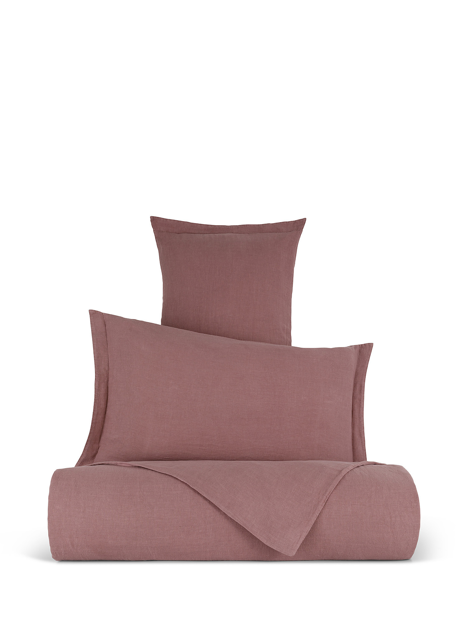 Zefiro plain color linen and cotton pillowcase, Dark Pink, large image number 2
