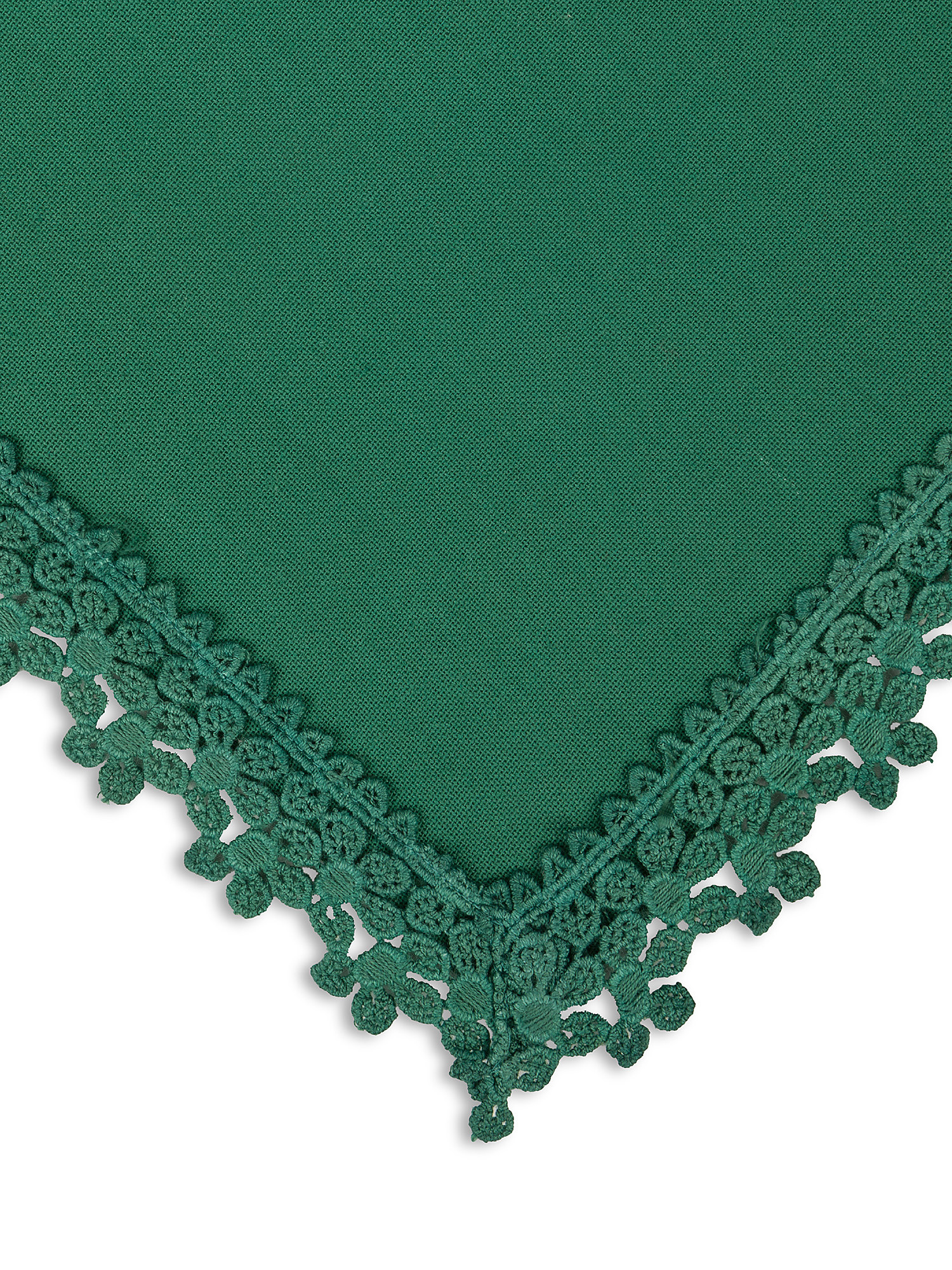 Solid color 100% cotton tablecloth with embroidery, Dark Green, large image number 1