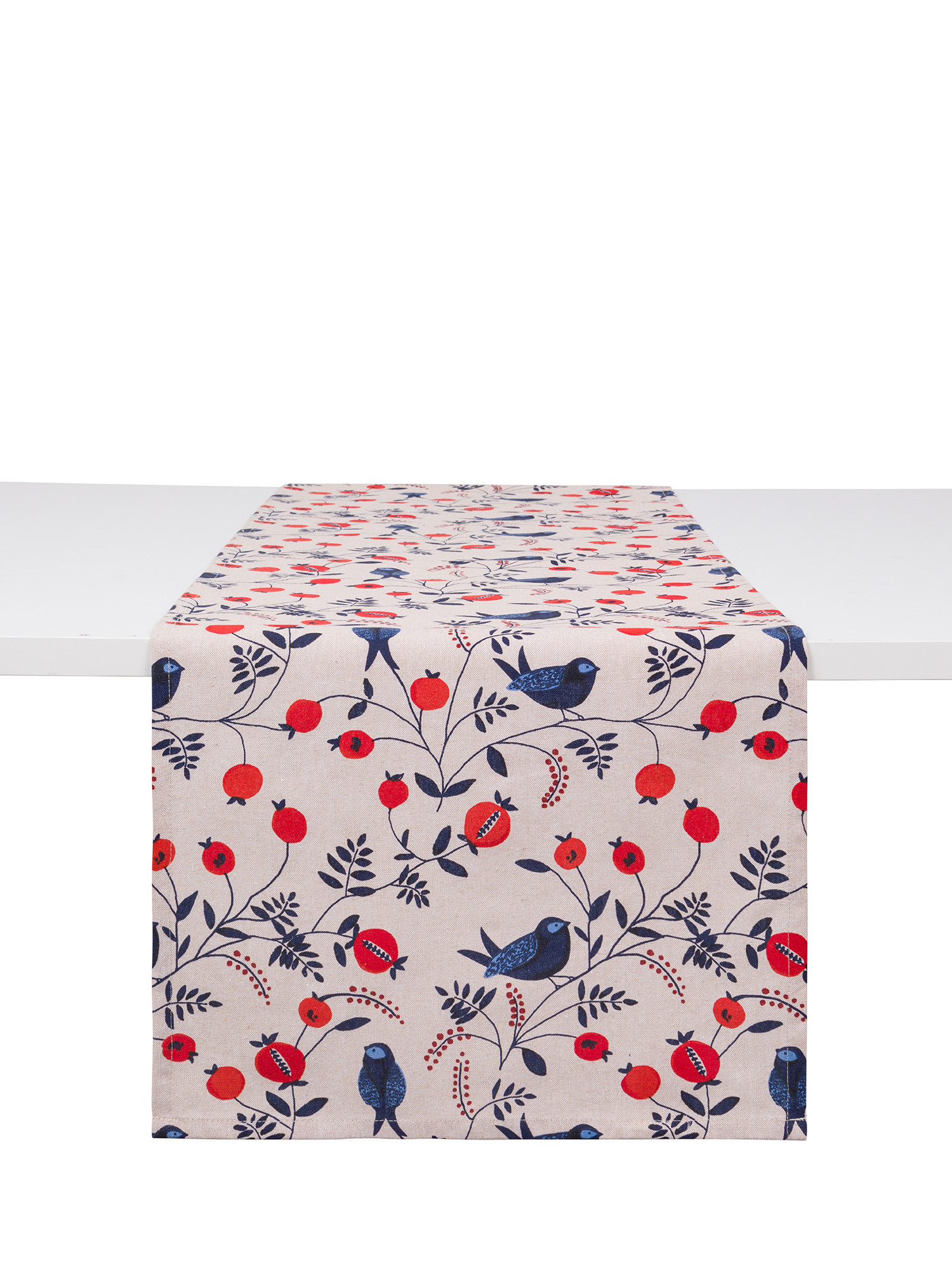 Runner cotone stampa uccellini, Multicolor, large image number 0