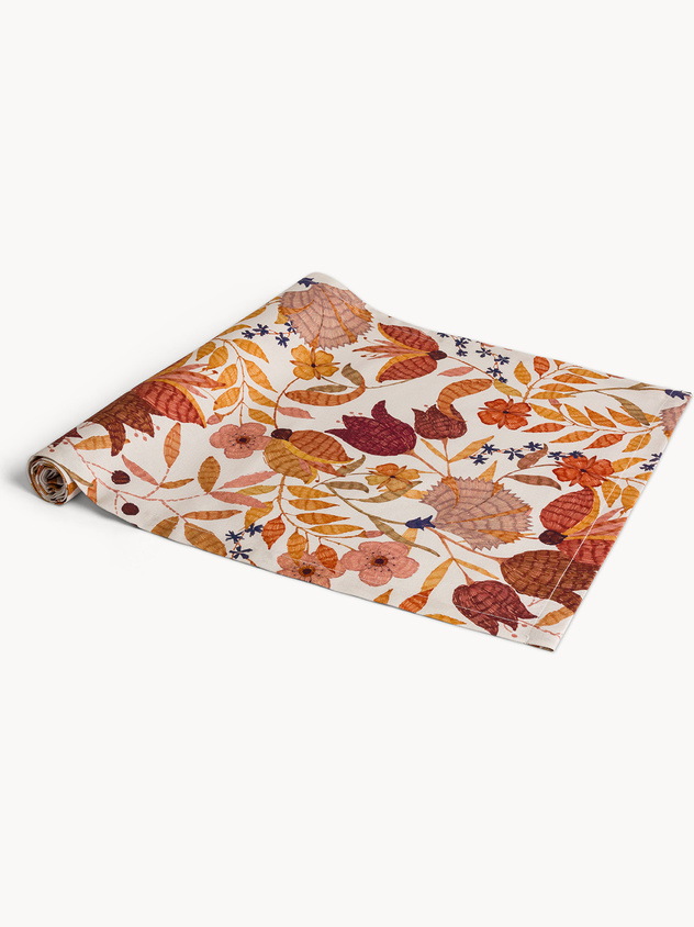 Pure cotton panama tablecloth with foliage print