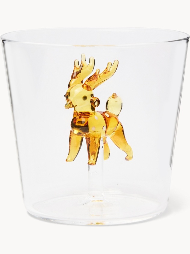 Bicchiere in vetro dettaglio cerbiatto