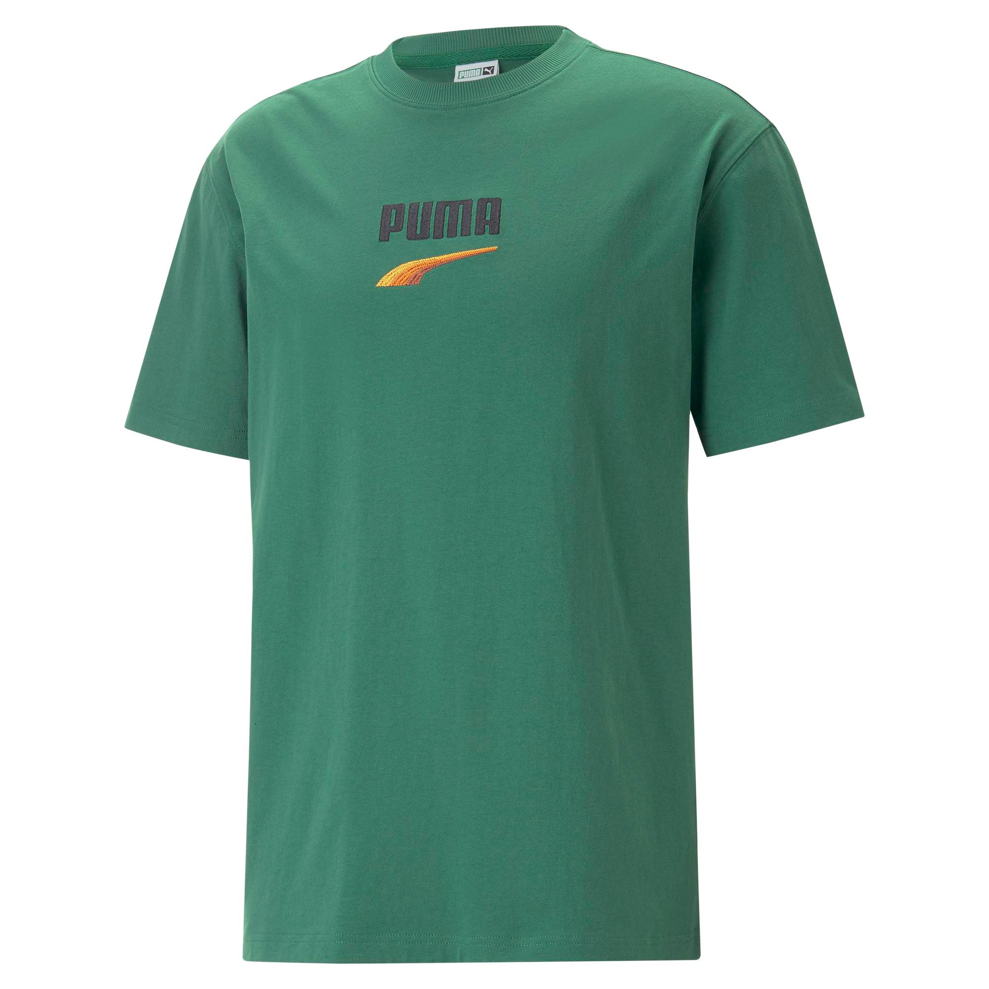 Puma - Cotton T-shirt with logo, Green, large image number 0