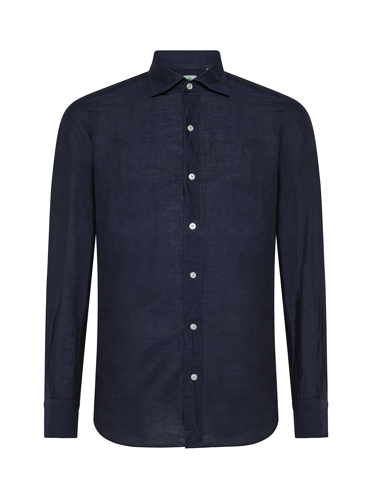 Regular fit shirt in linen blend, Blue, large image number 0