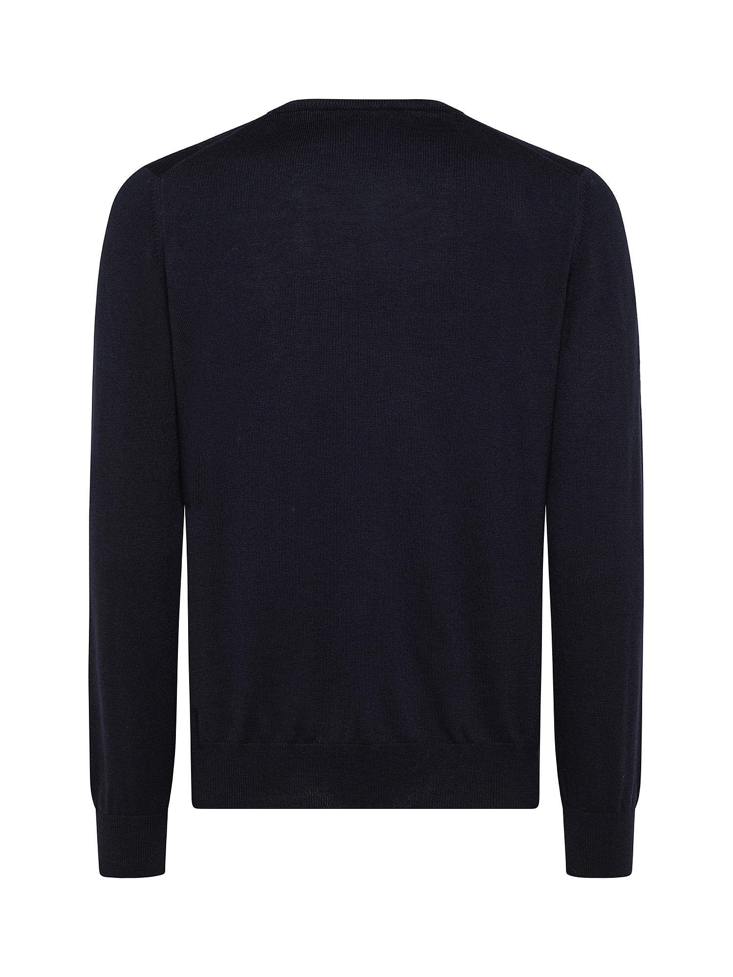 Crew neck in extrafine merino wool, Blue, large image number 1