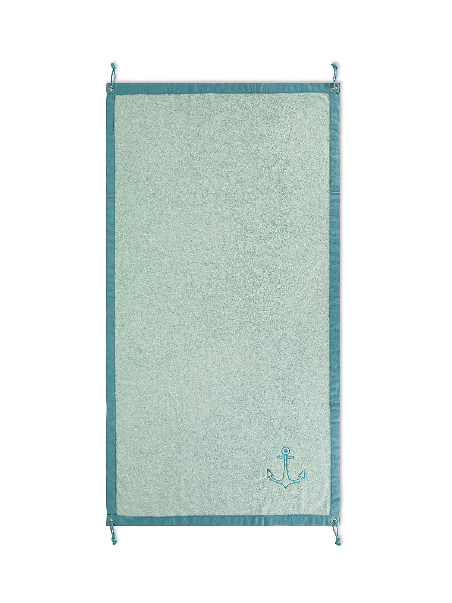 Terry cotton beach towel with anchor embroidery, Teal, large image number 0
