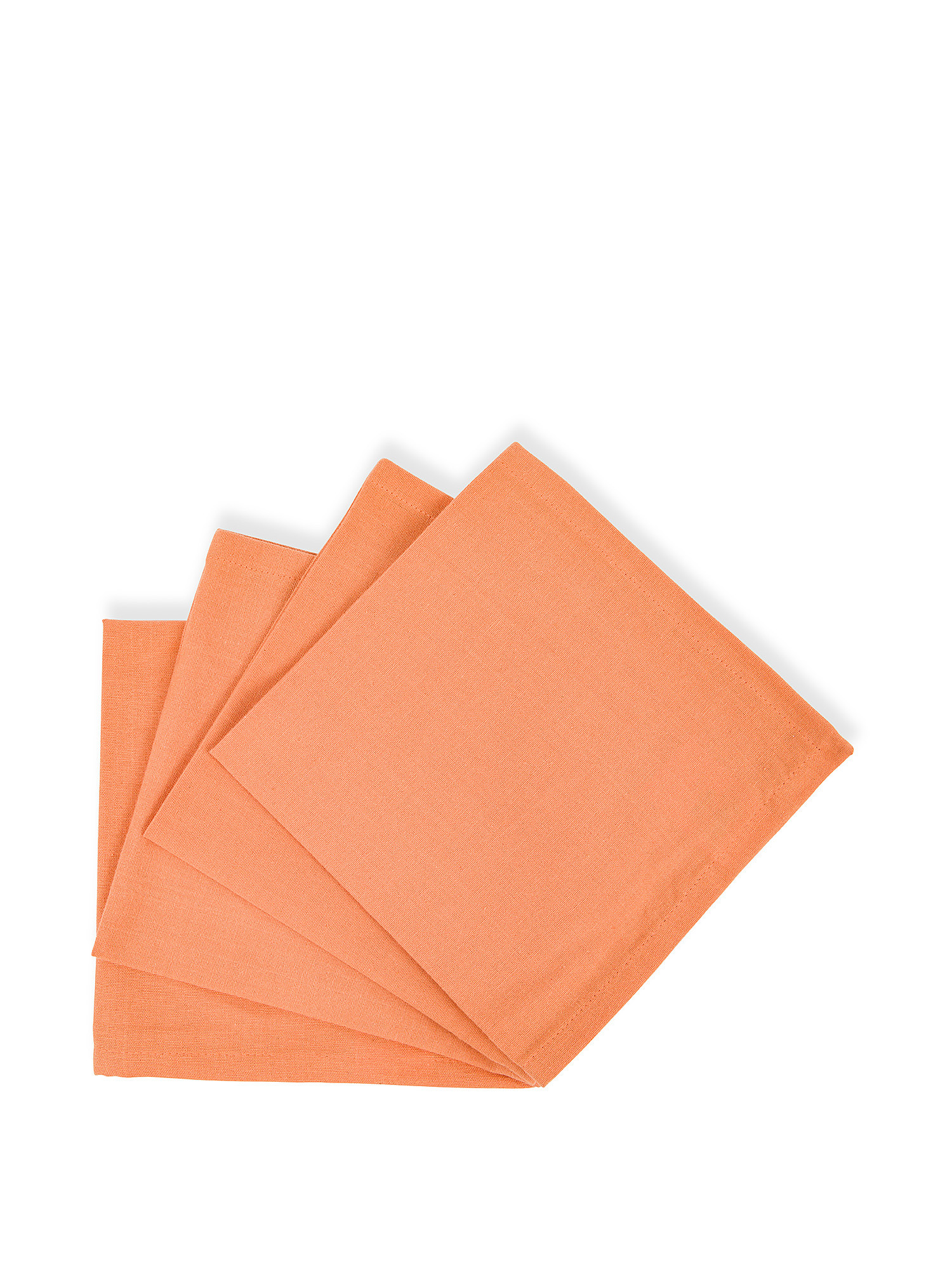 Set of 4 solid color cotton napkins, Light Orange, large image number 0